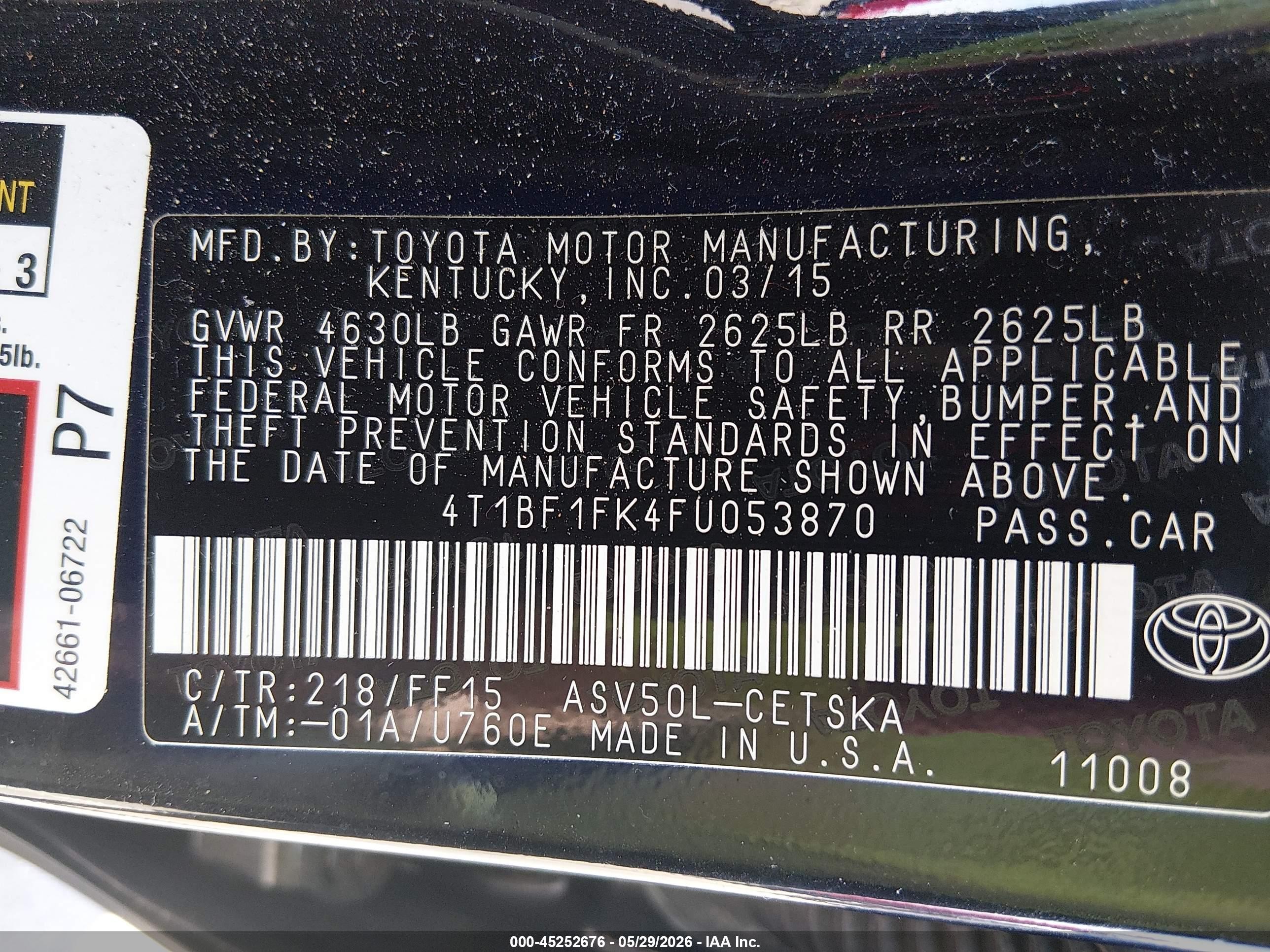 2015 Toyota Camry Se White vin: 4T1BF1FK4FU053870