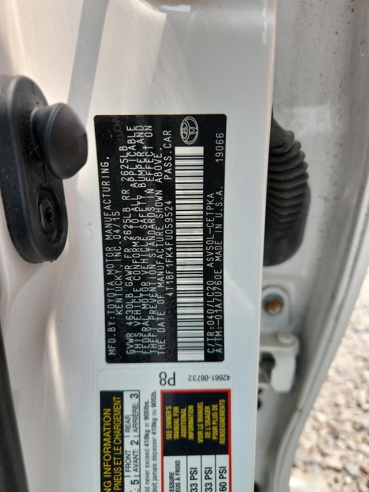2015 Toyota Camry Xse Белый vin: 4T1BF1FK4FU059524
