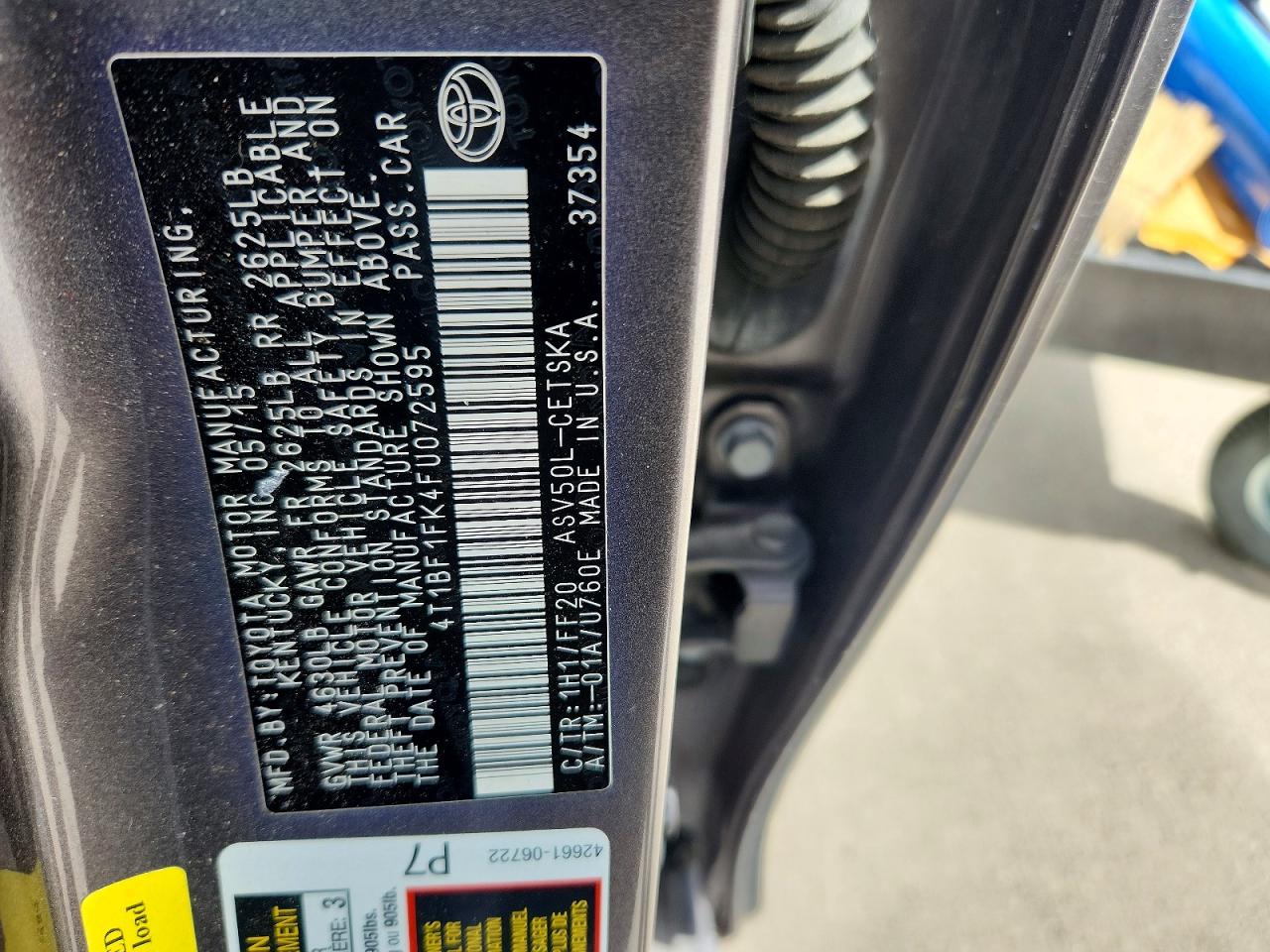 2015 Toyota Camry Se Gray vin: 4T1BF1FK4FU072595