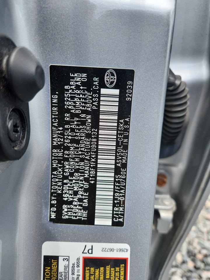 2015 Toyota Camry Se Silver vin: 4T1BF1FK4FU908132