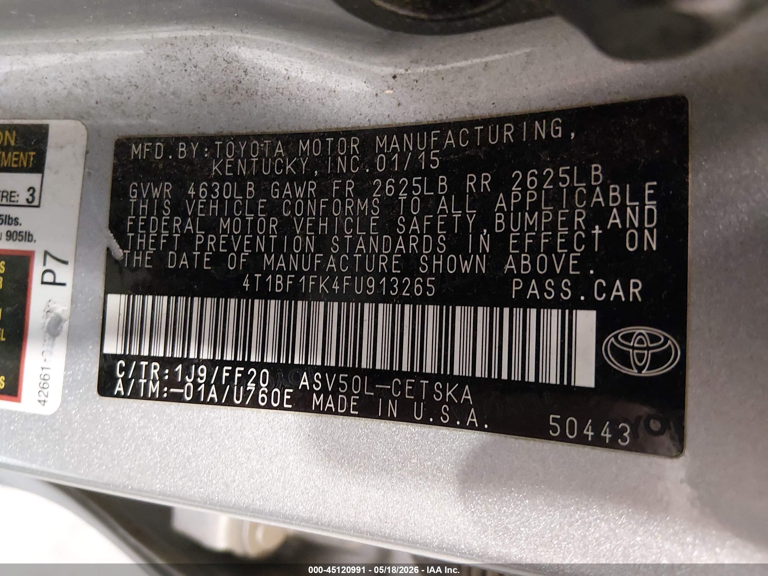 2015 Toyota Camry Se Silver vin: 4T1BF1FK4FU913265