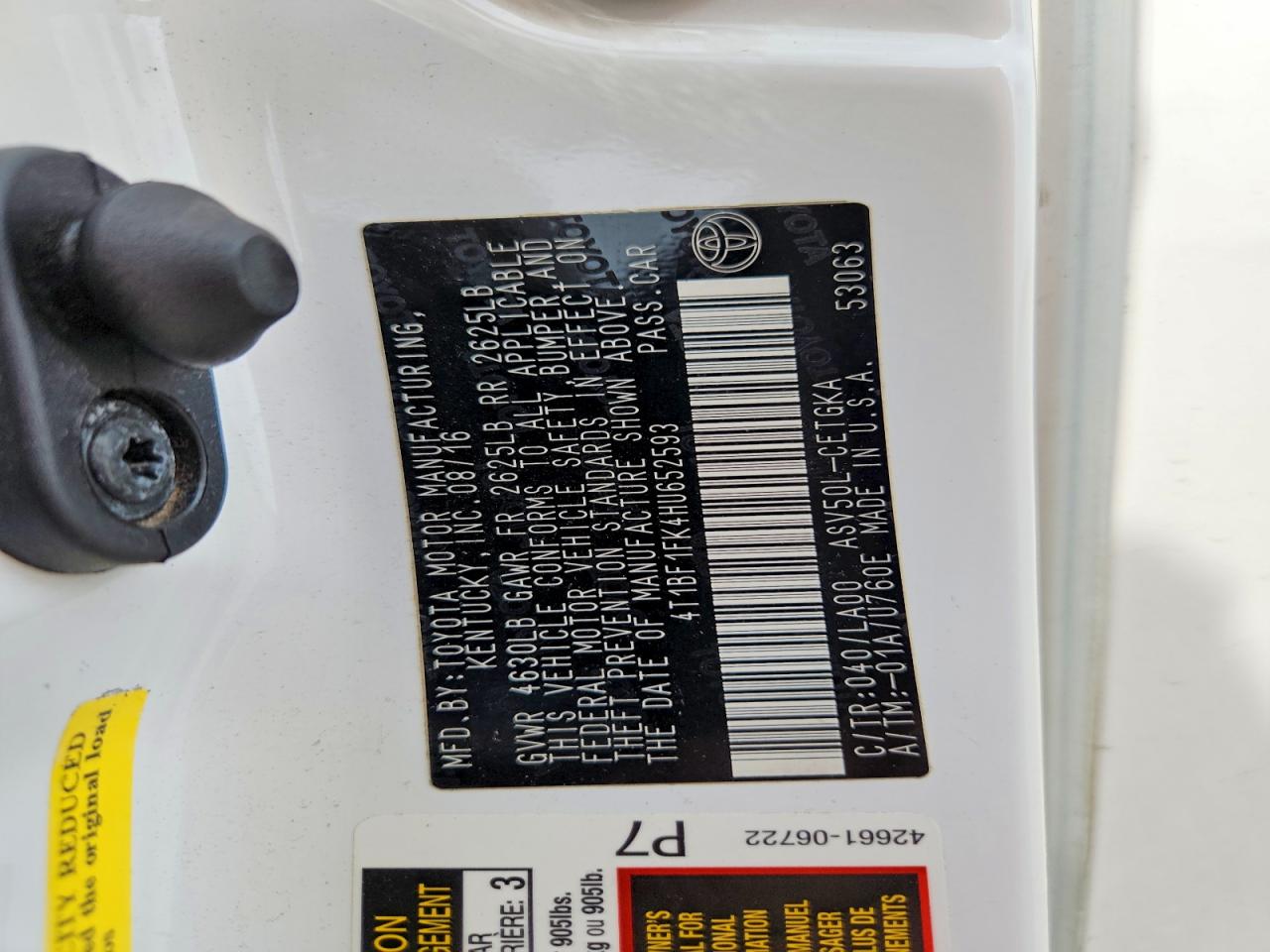2017 Toyota Camry Xle White vin: 4T1BF1FK4HU652593