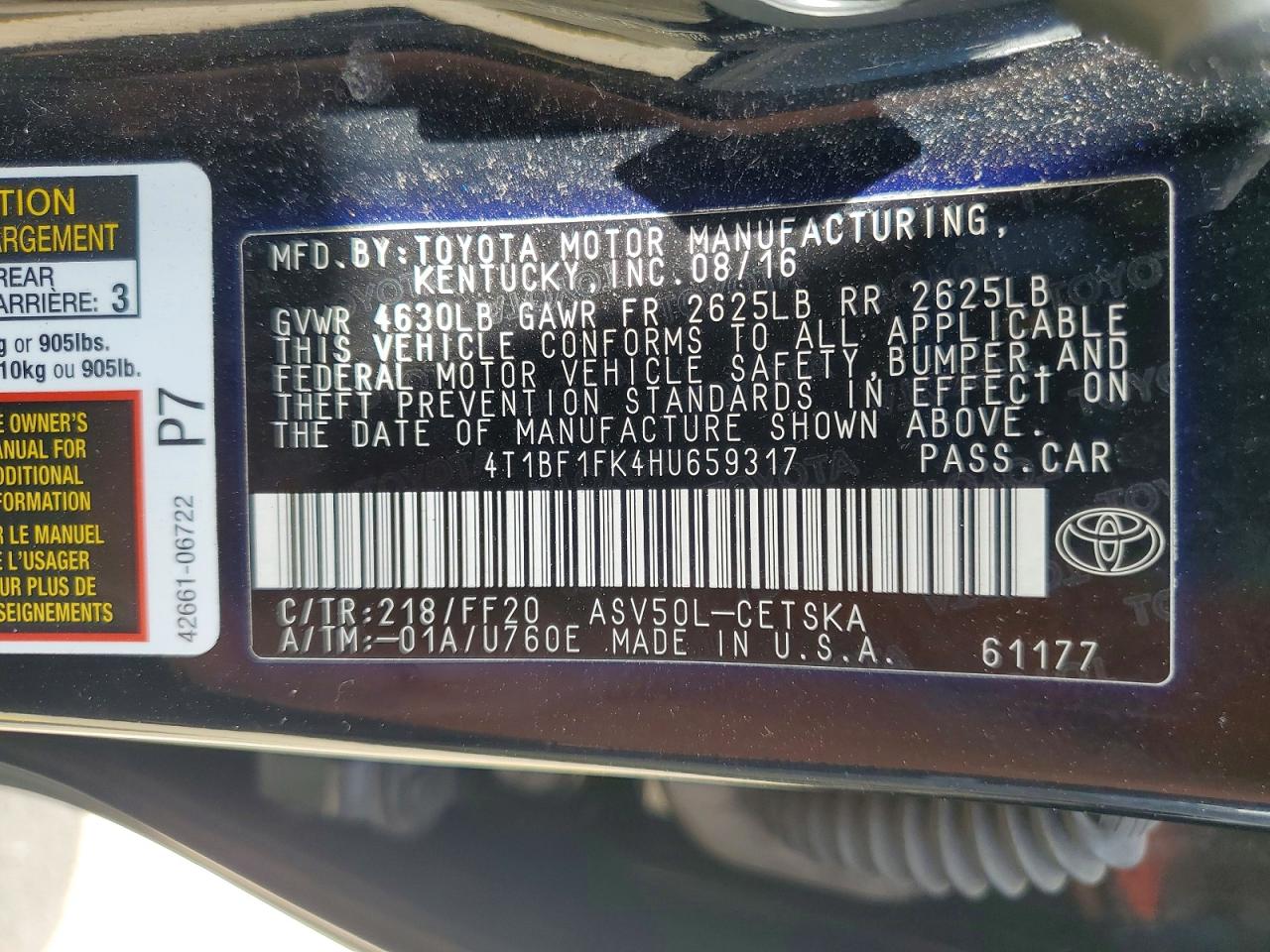 2017 Toyota Camry Se Черный vin: 4T1BF1FK4HU659317