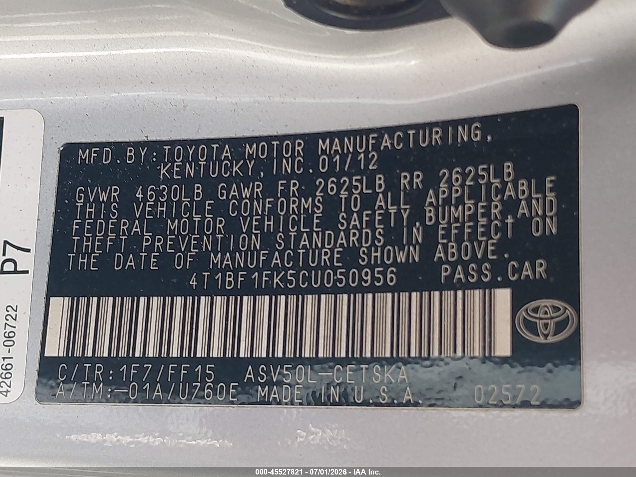 2012 Toyota Camry Se Silver vin: 4T1BF1FK5CU050956
