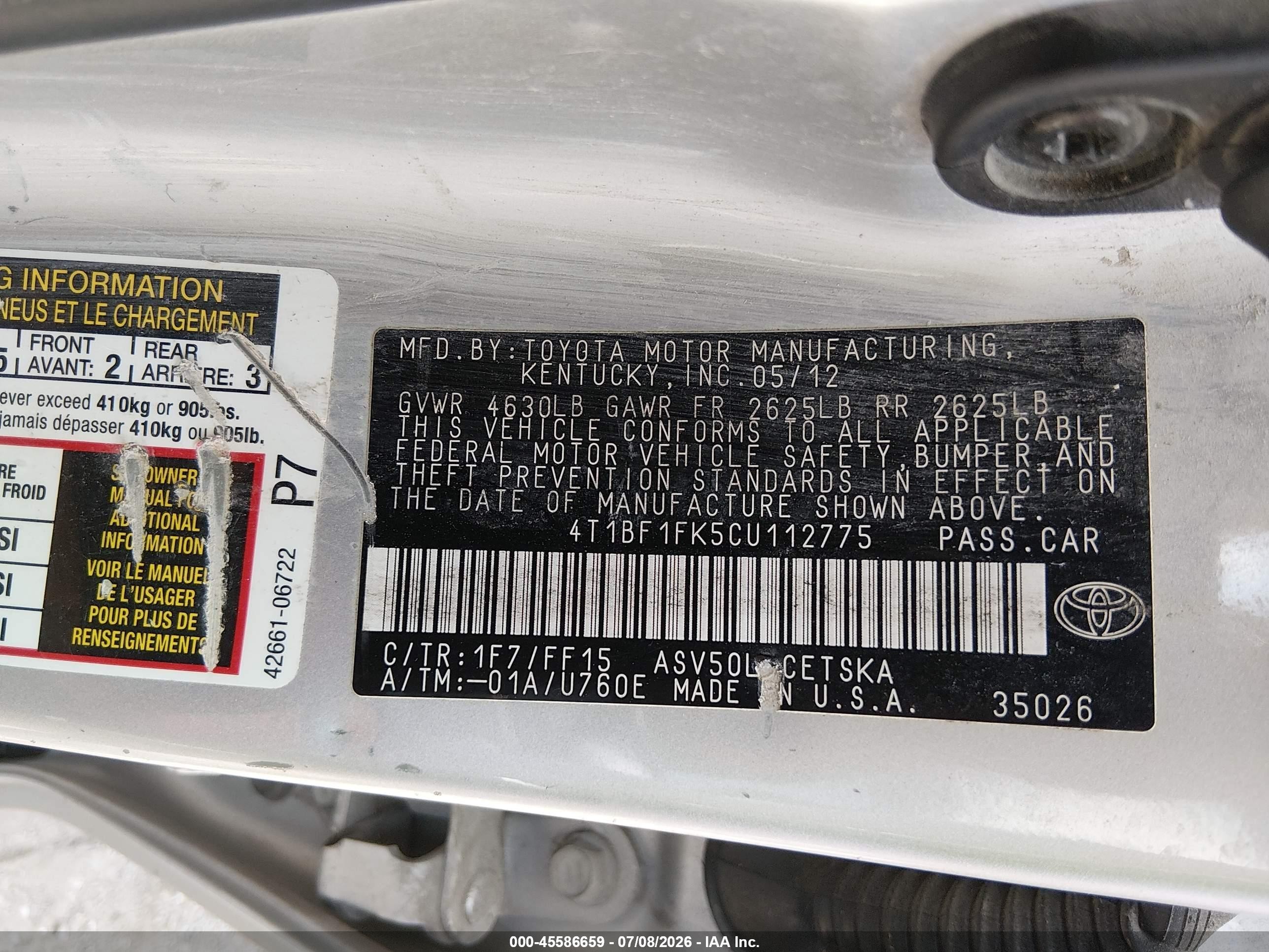 2012 Toyota Camry Se Silver vin: 4T1BF1FK5CU112775