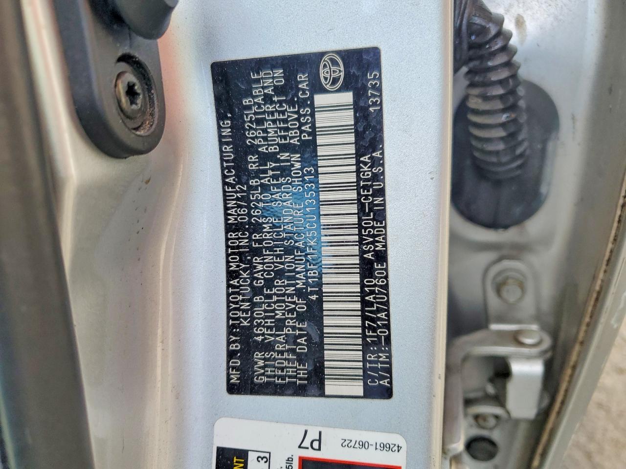 2012 Toyota Camry Xle Silver vin: 4T1BF1FK5CU135313