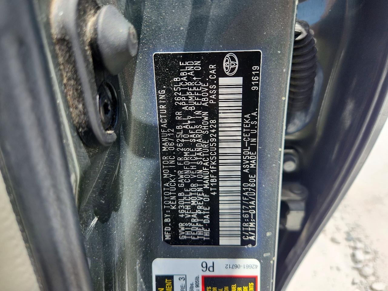 2012 Toyota Camry L Зеленый vin: 4T1BF1FK5CU592428