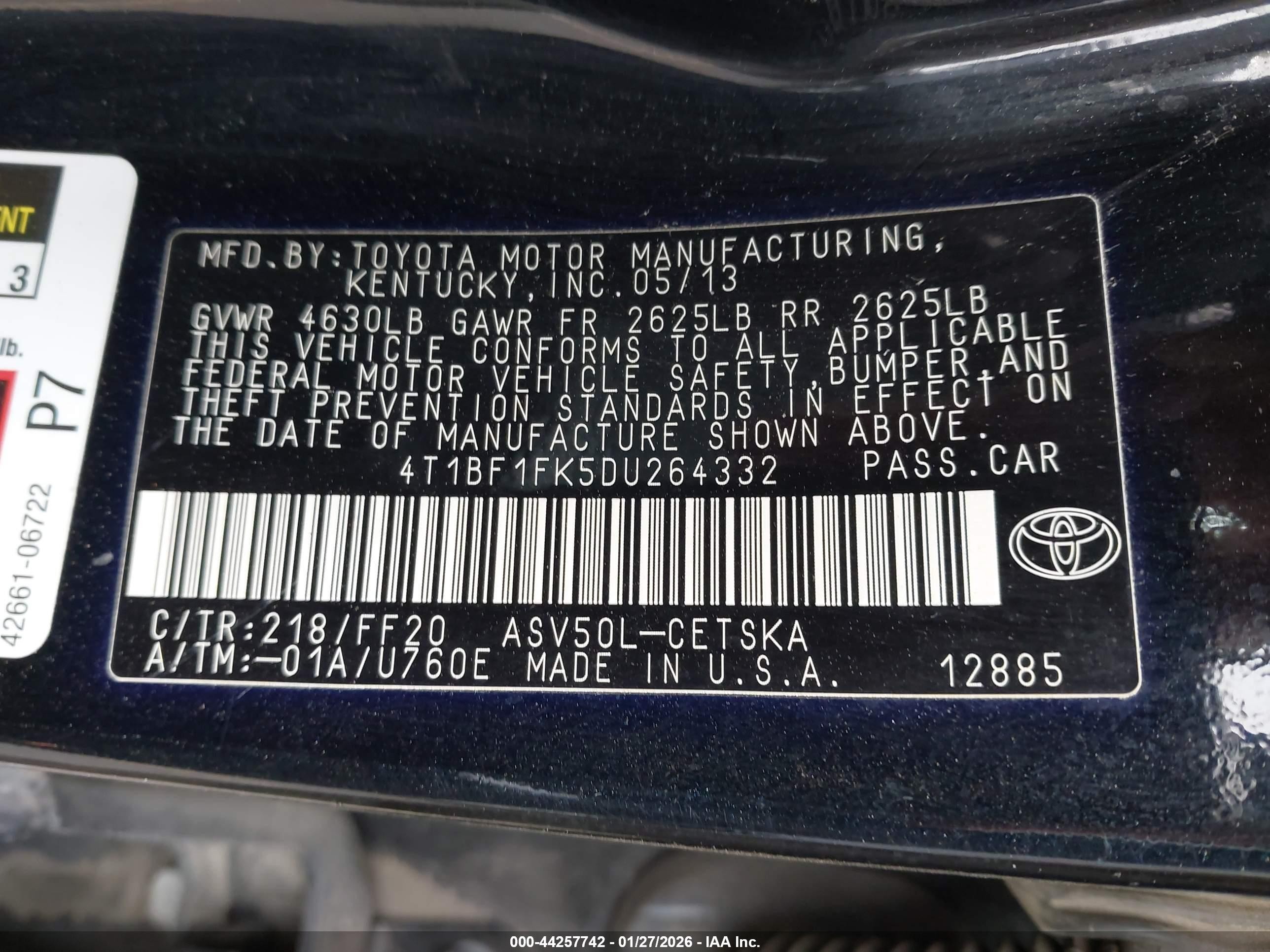 2013 Toyota Camry Se Black vin: 4T1BF1FK5DU264332