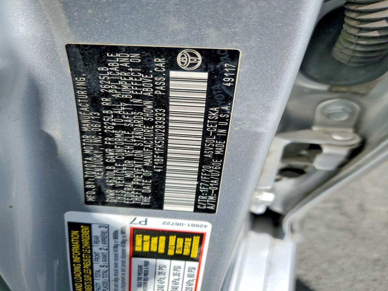 2013 Toyota Camry Se Серебряный vin: 4T1BF1FK5DU283933