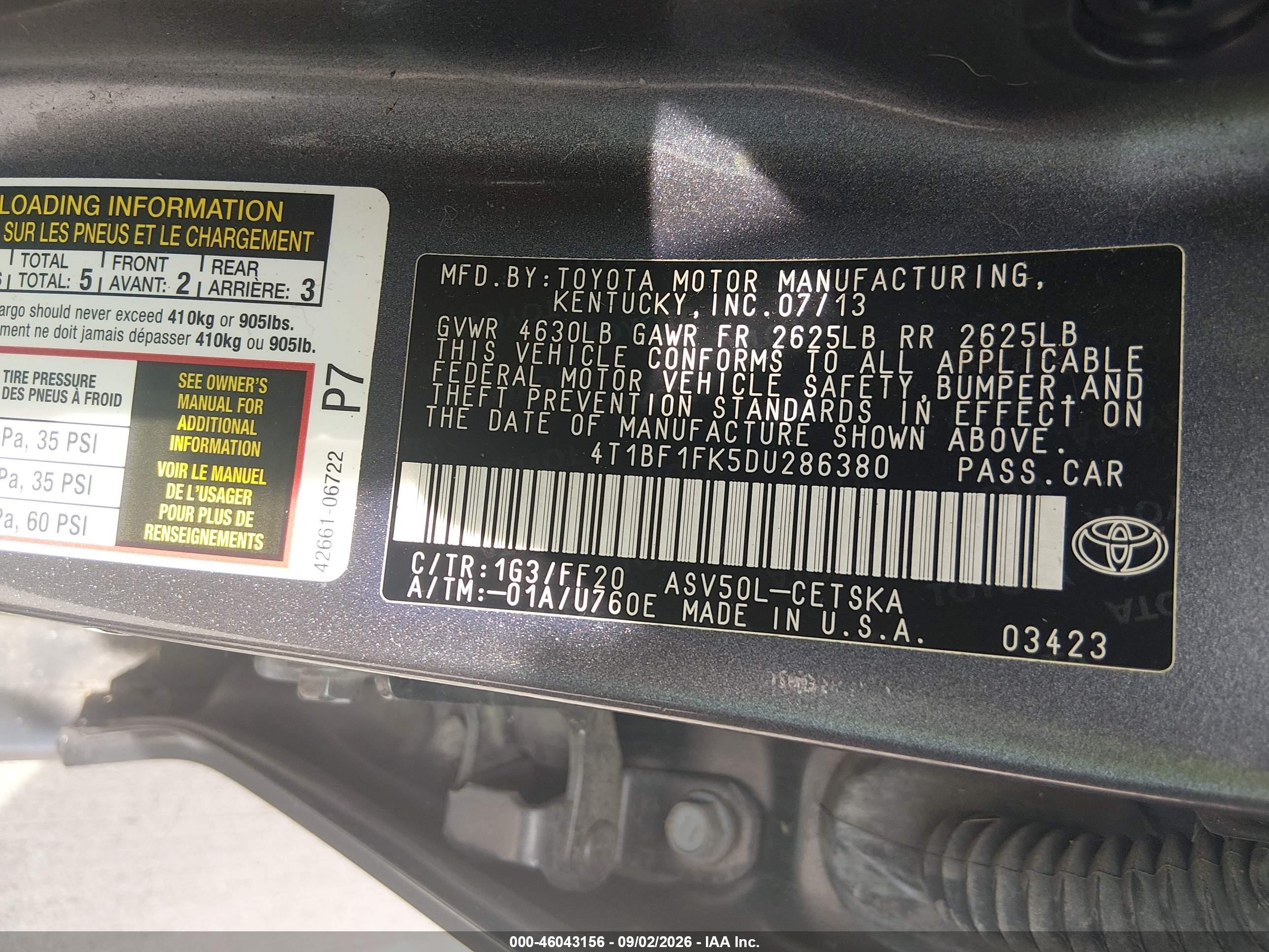 2013 Toyota Camry Se Gray vin: 4T1BF1FK5DU286380