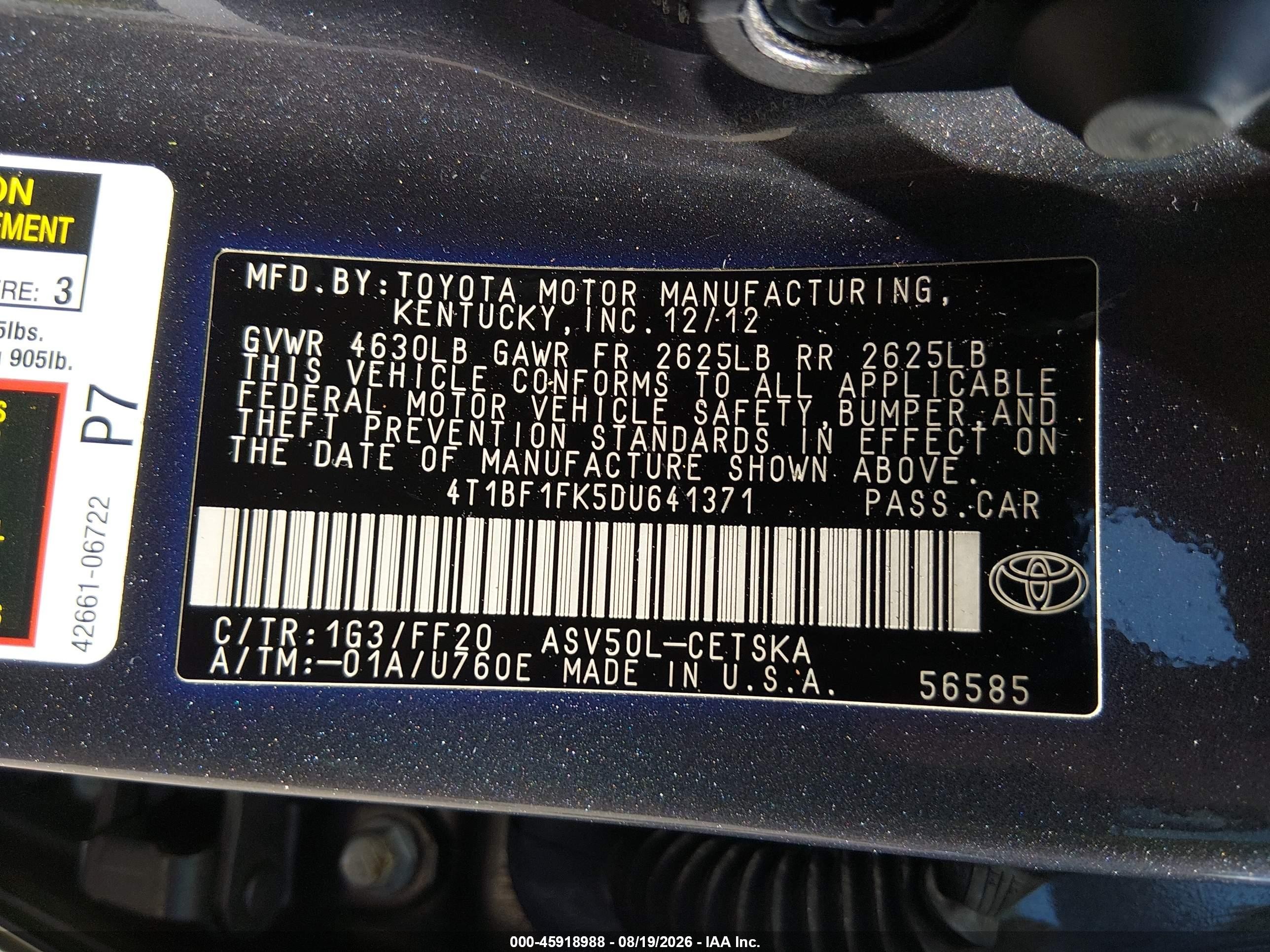 2013 Toyota Camry Se Pewter vin: 4T1BF1FK5DU641371