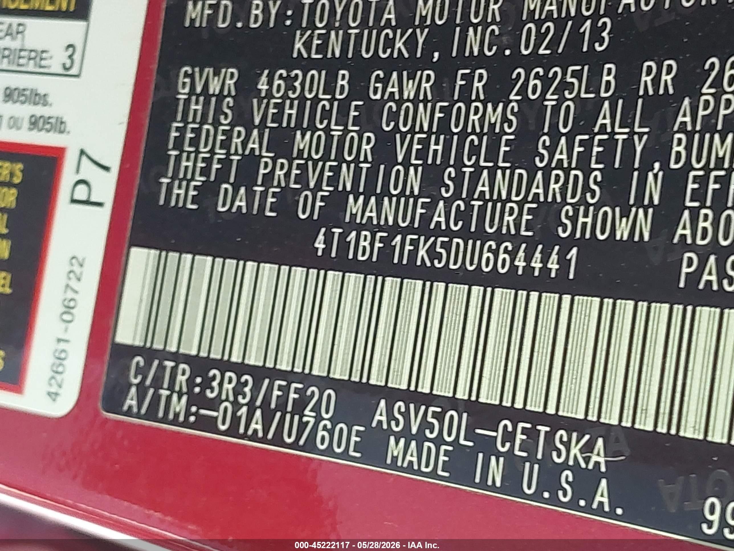 2013 Toyota Camry Se Red vin: 4T1BF1FK5DU664441