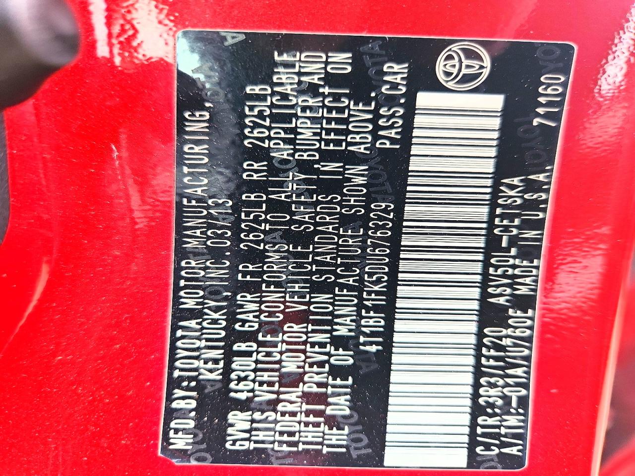 2013 Toyota Camry Se Red vin: 4T1BF1FK5DU676329