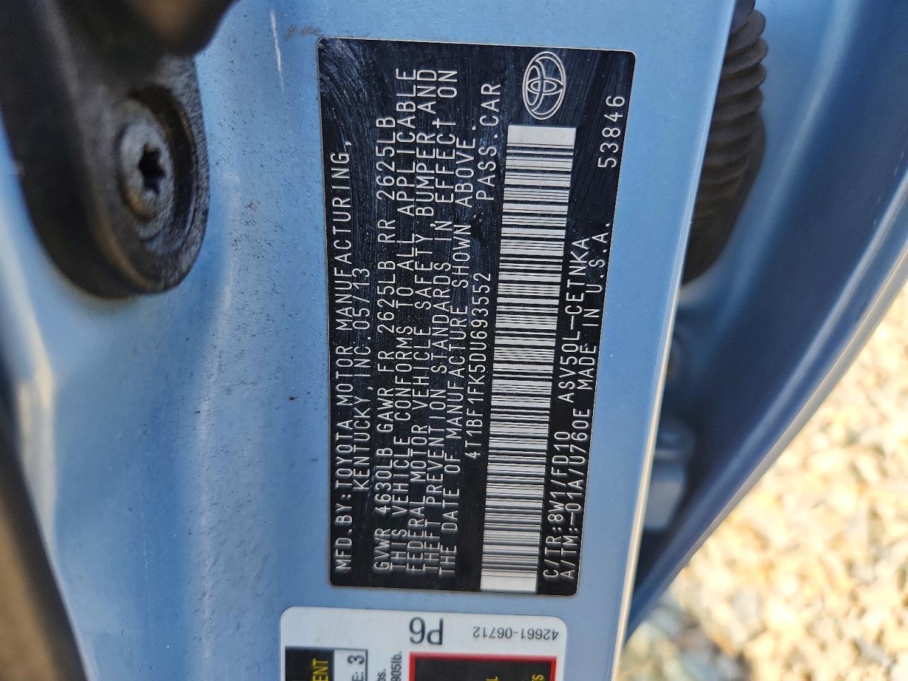 2013 Toyota Camry Le Blue vin: 4T1BF1FK5DU693552
