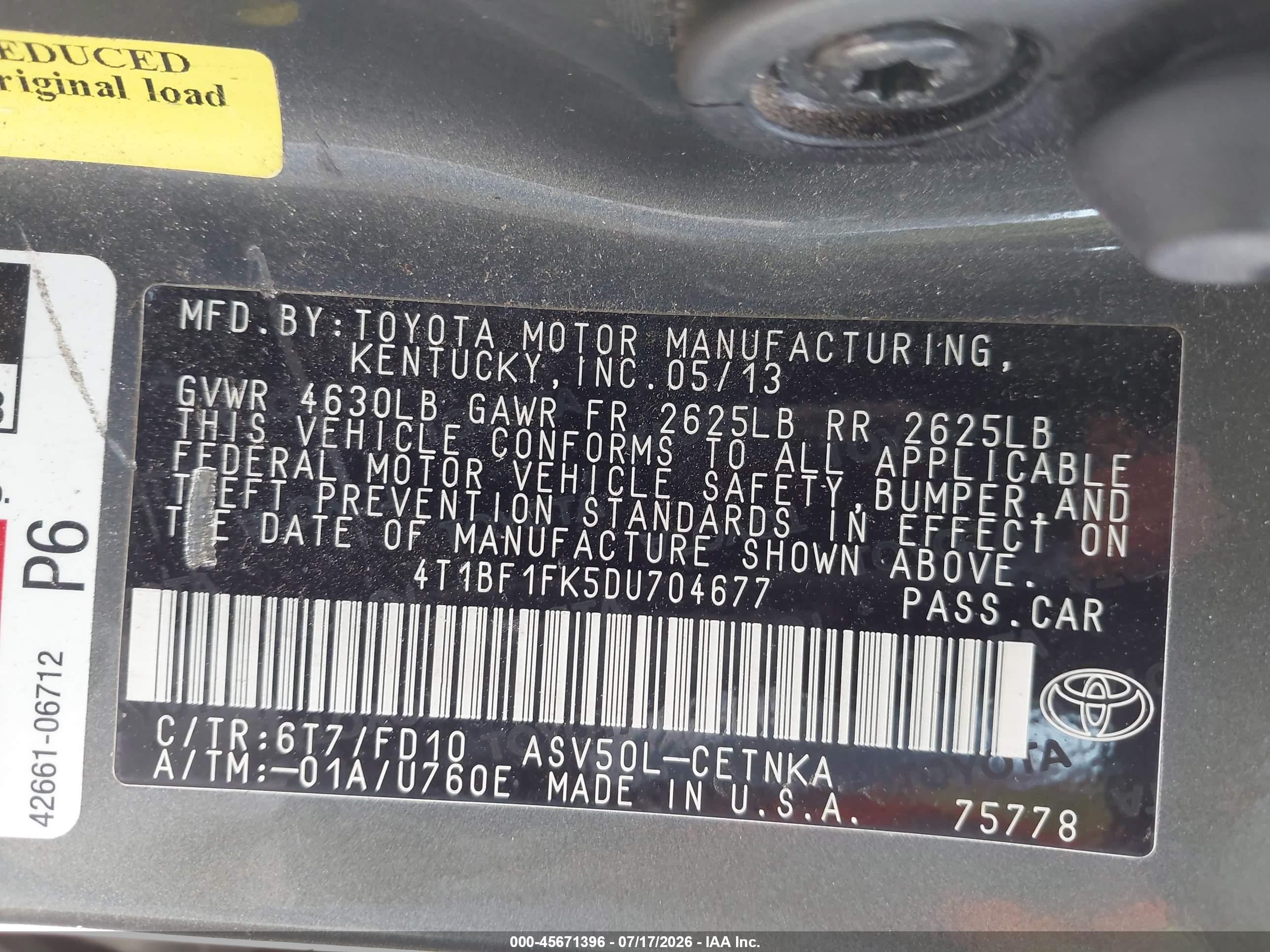 2013 Toyota Camry Le Green vin: 4T1BF1FK5DU704677