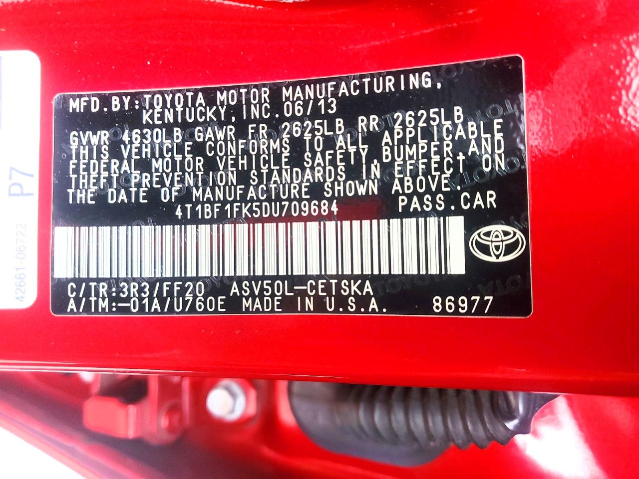 2013 Toyota Camry Se Red vin: 4T1BF1FK5DU709684