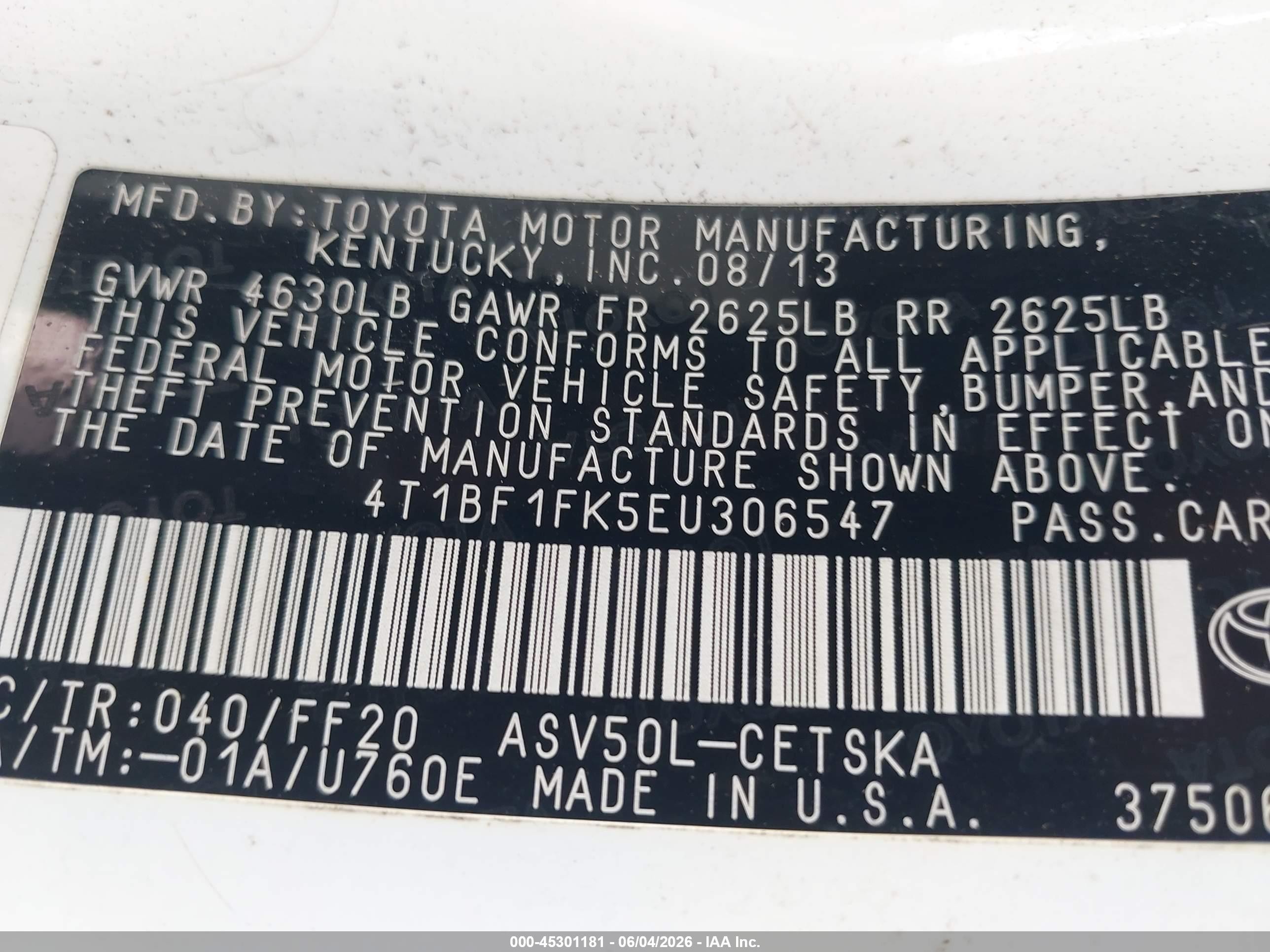2014 Toyota Camry Se White vin: 4T1BF1FK5EU306547