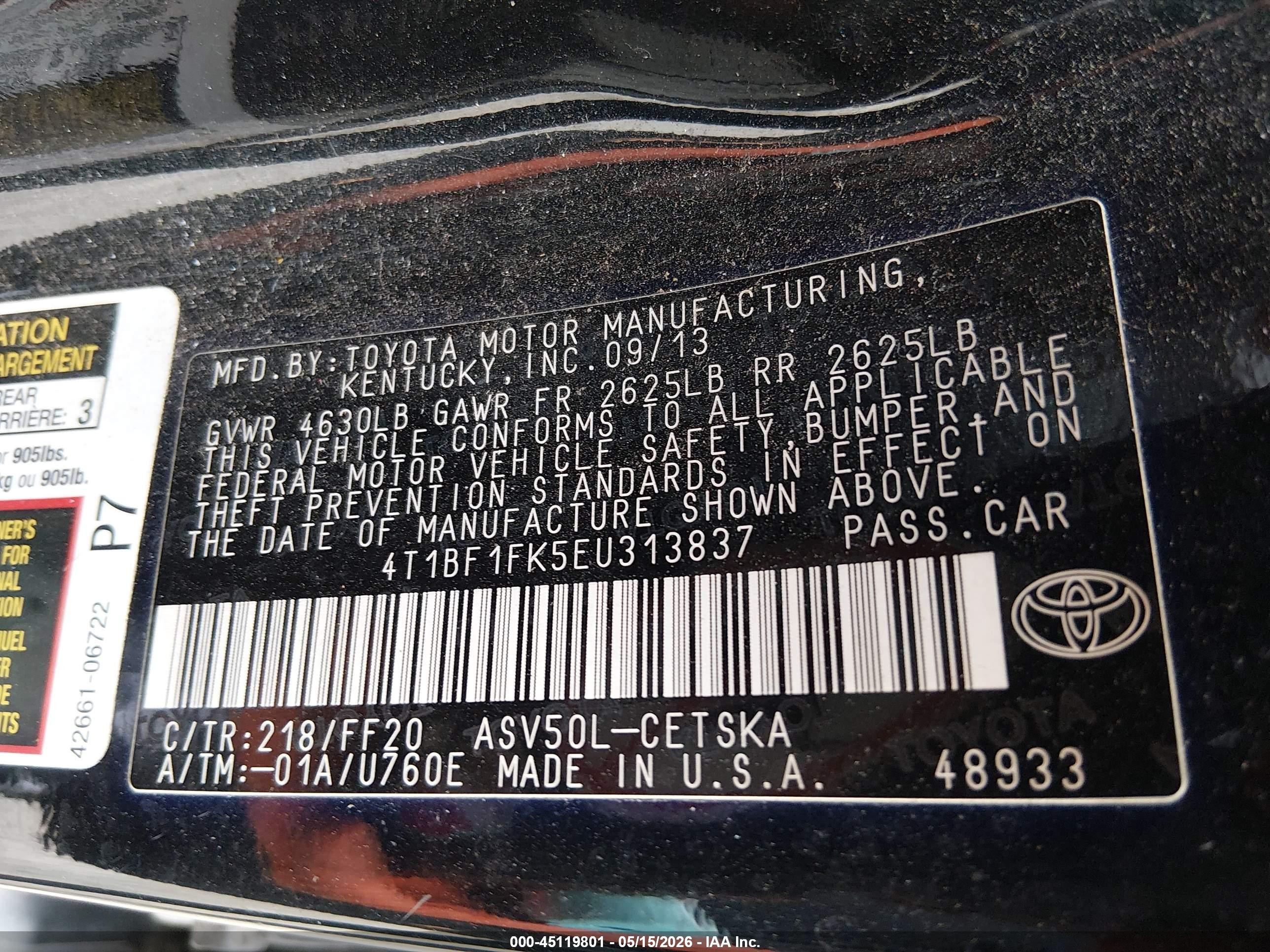 2014 Toyota Camry Se Черный vin: 4T1BF1FK5EU313837