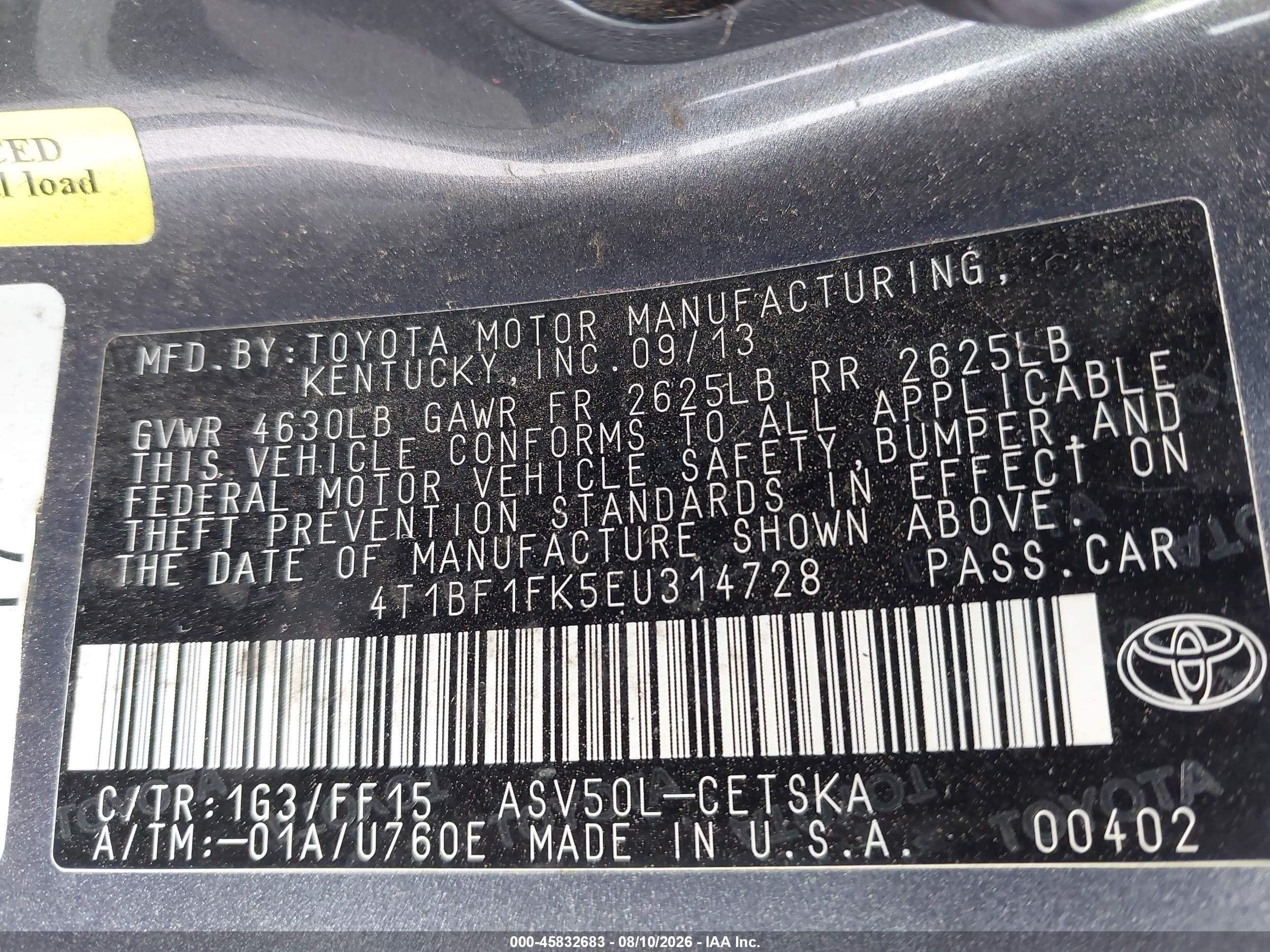 2014 Toyota Camry Se Gray vin: 4T1BF1FK5EU314728