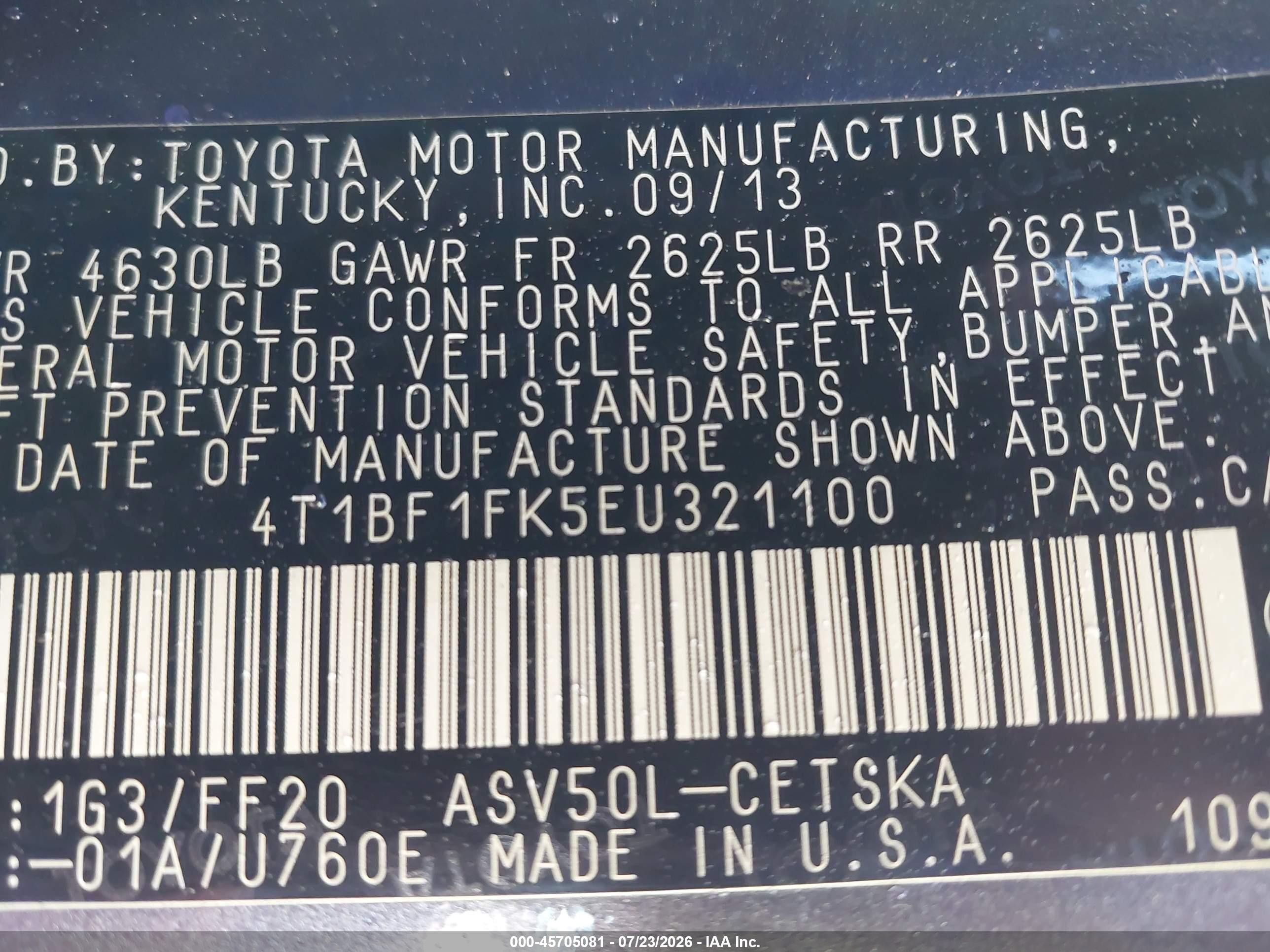 2014 Toyota Camry Se Серый vin: 4T1BF1FK5EU321100