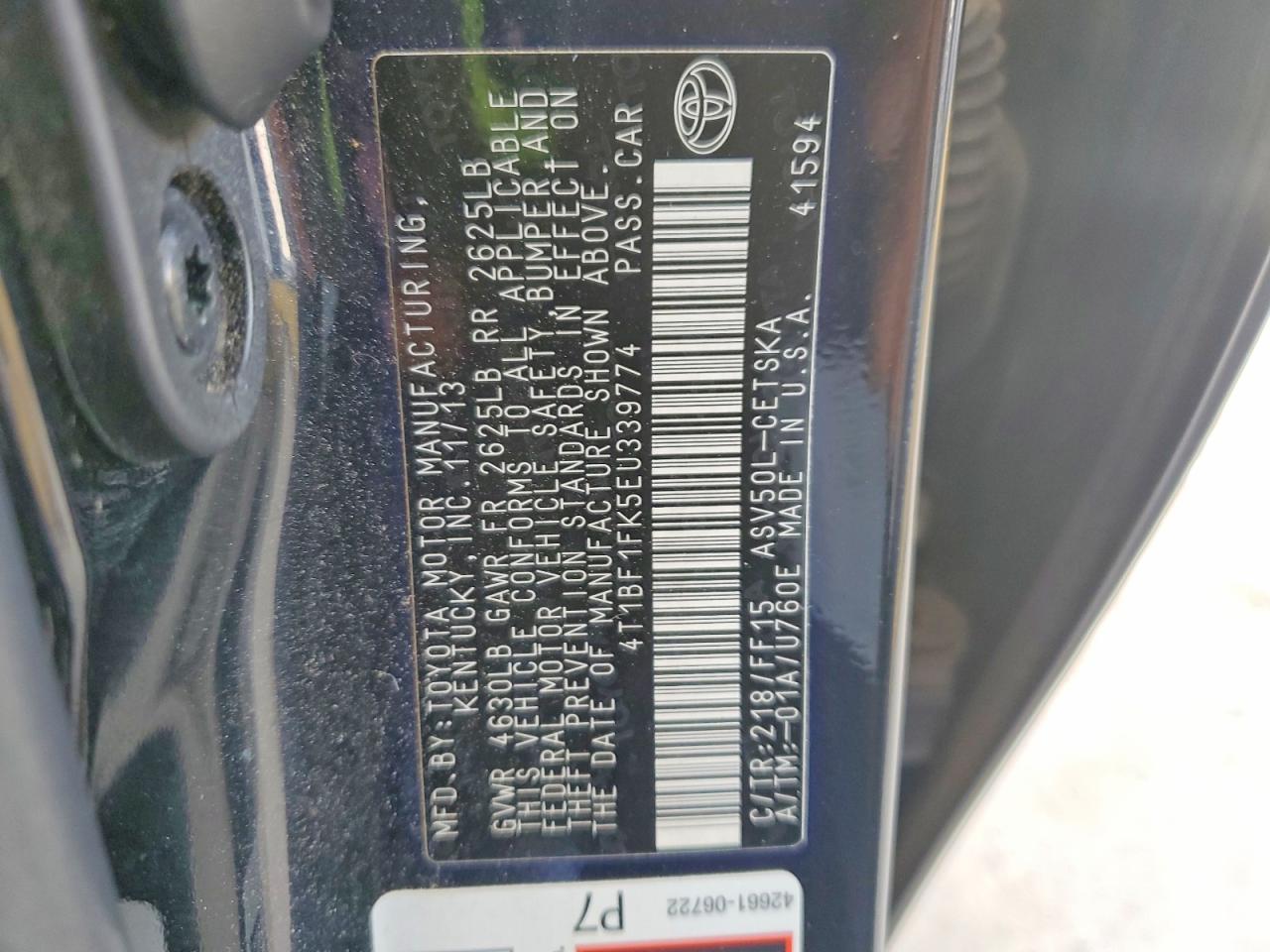 2014 Toyota Camry Se Black vin: 4T1BF1FK5EU339774