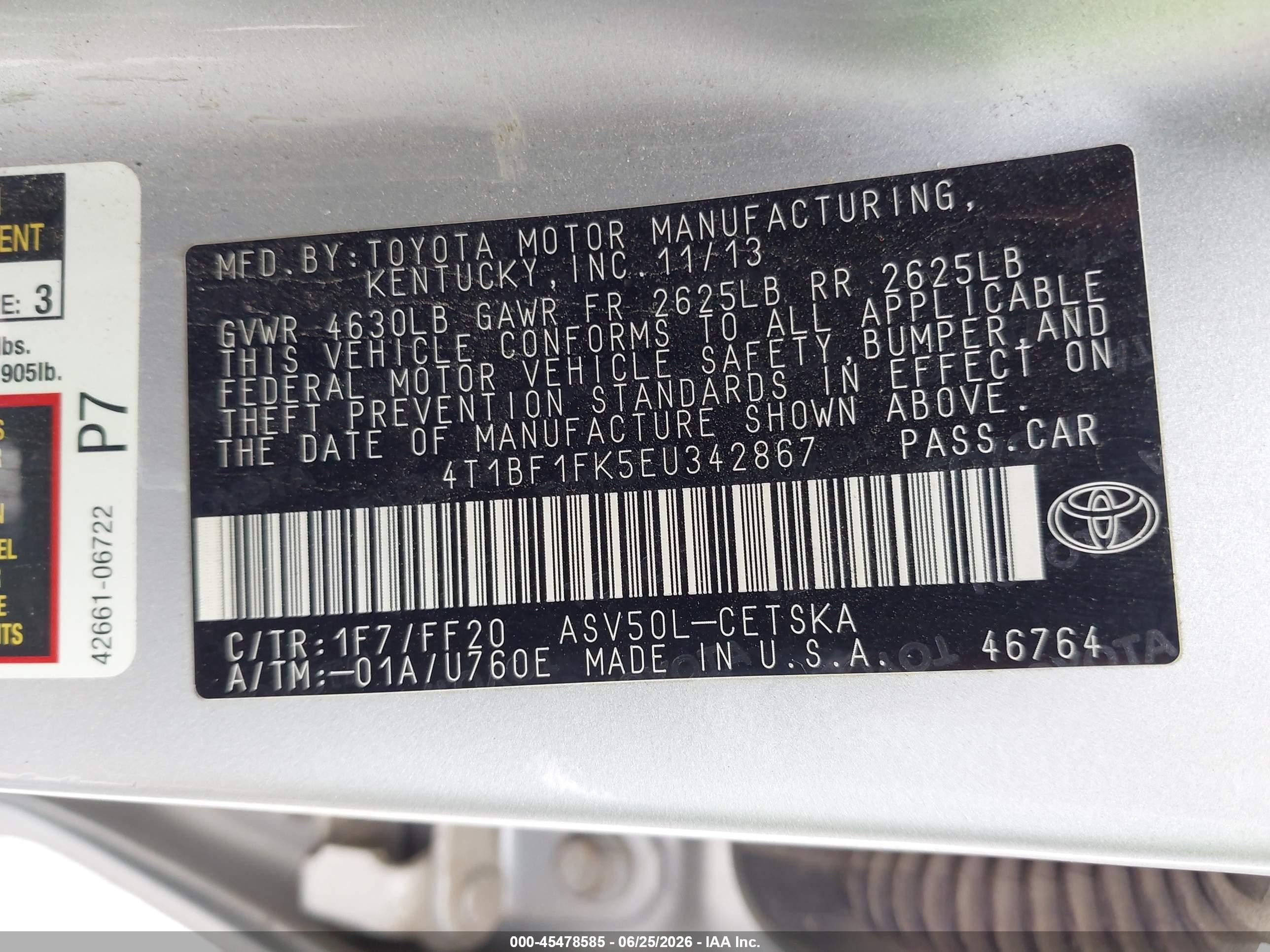 2014 Toyota Camry Se Silver vin: 4T1BF1FK5EU342867