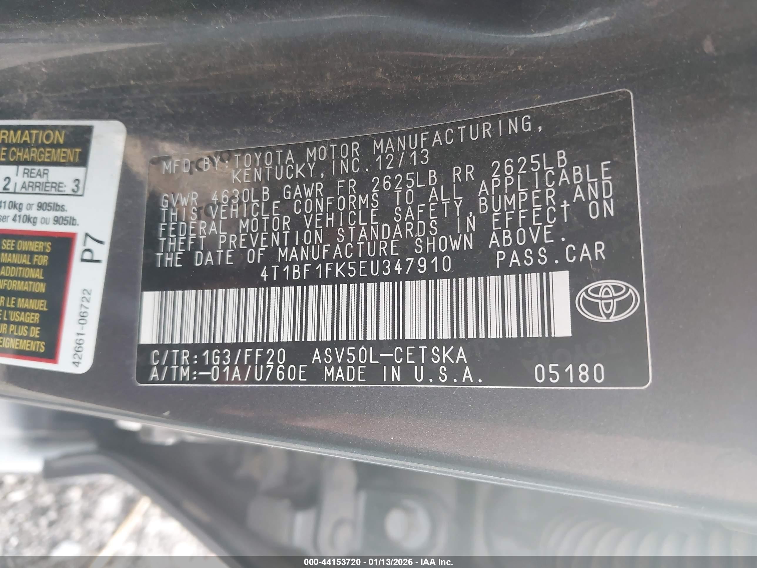 2014 Toyota Camry Se Gray vin: 4T1BF1FK5EU347910
