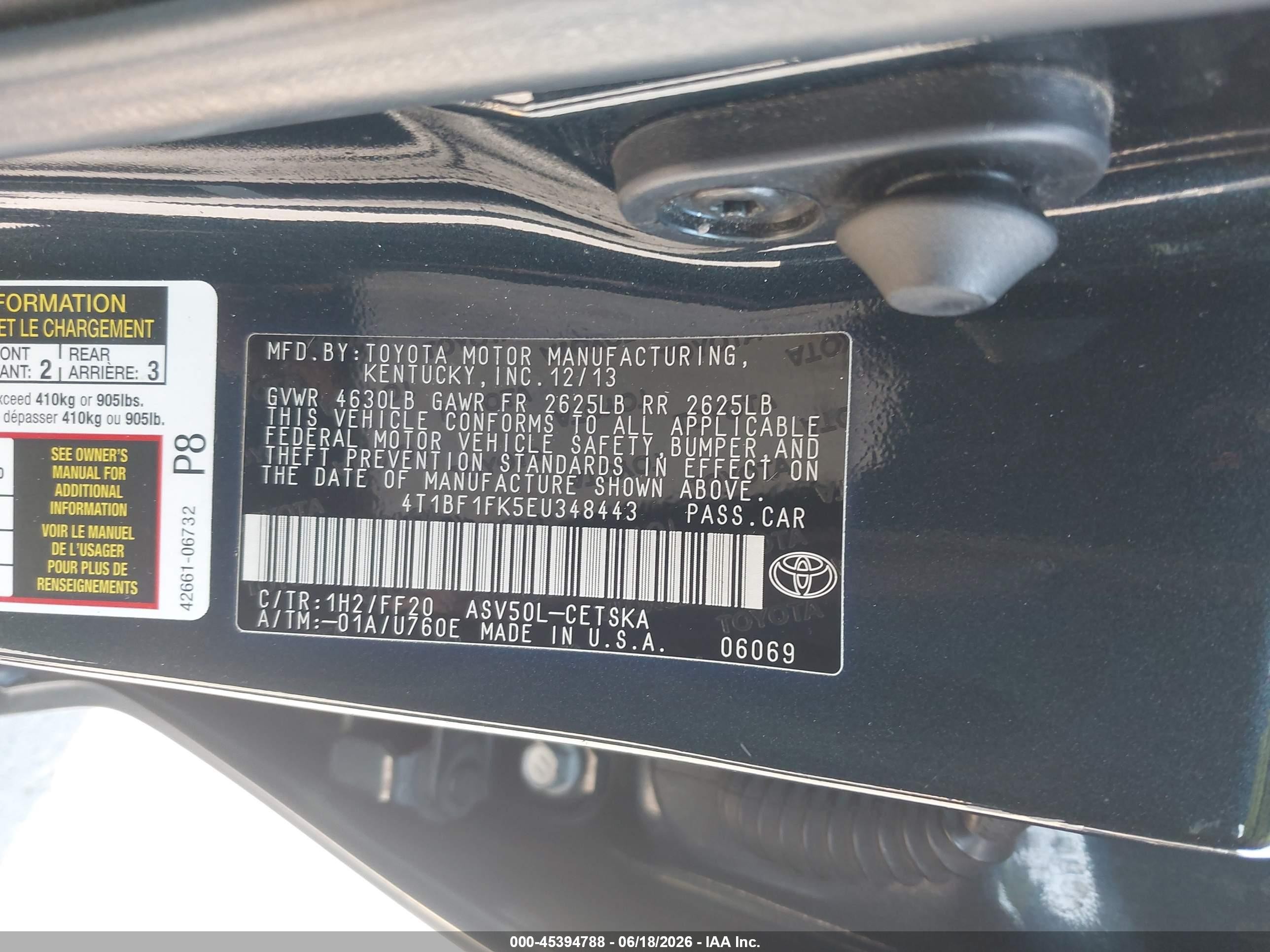 2014 Toyota Camry Se Sport Black vin: 4T1BF1FK5EU348443