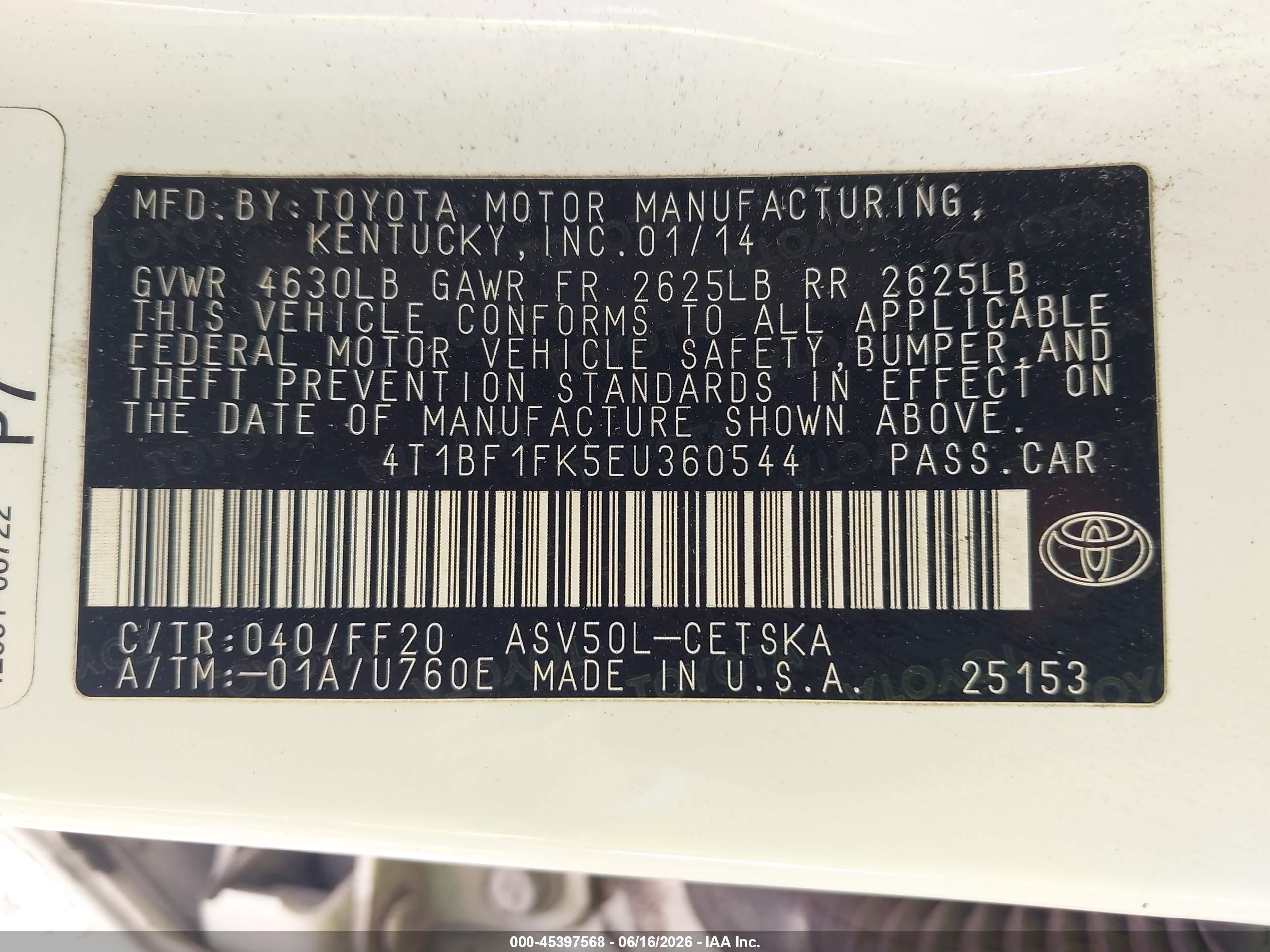 2014 Toyota Camry Se White vin: 4T1BF1FK5EU360544