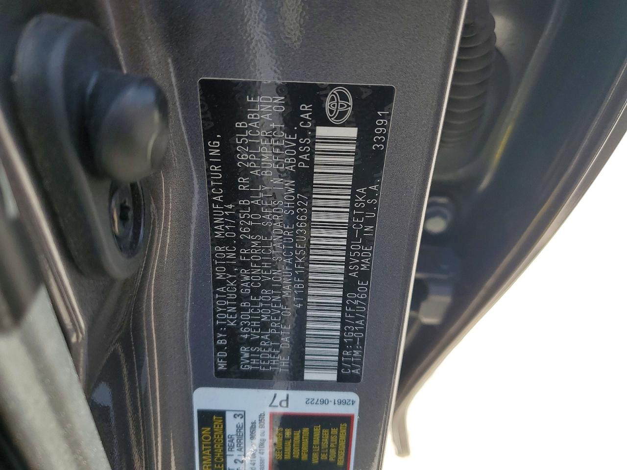 2014 Toyota Camry Se Gray vin: 4T1BF1FK5EU366327