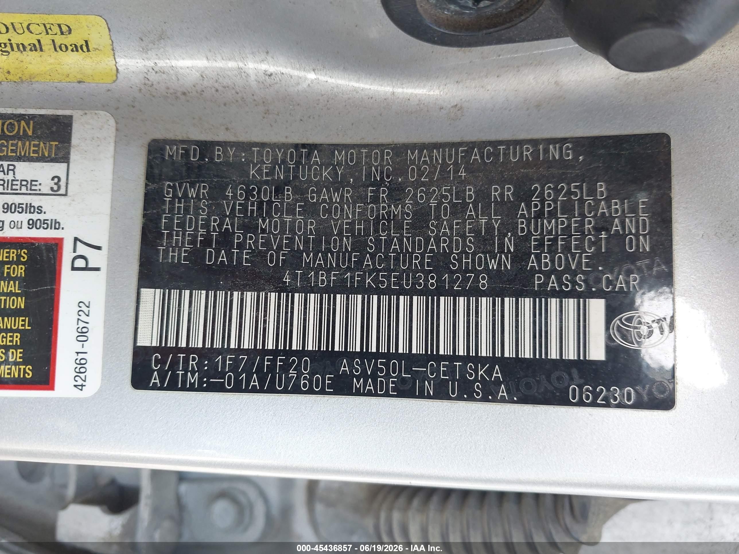 2014 Toyota Camry Se Gray vin: 4T1BF1FK5EU381278