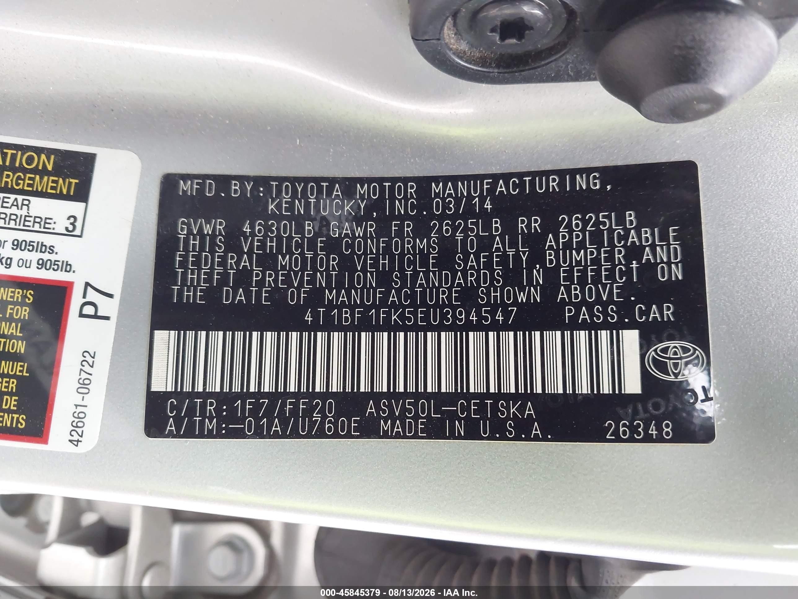 2014 Toyota Camry Se Silver vin: 4T1BF1FK5EU394547
