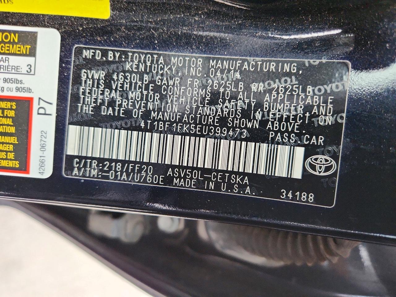2014 Toyota Camry Se Black vin: 4T1BF1FK5EU399473