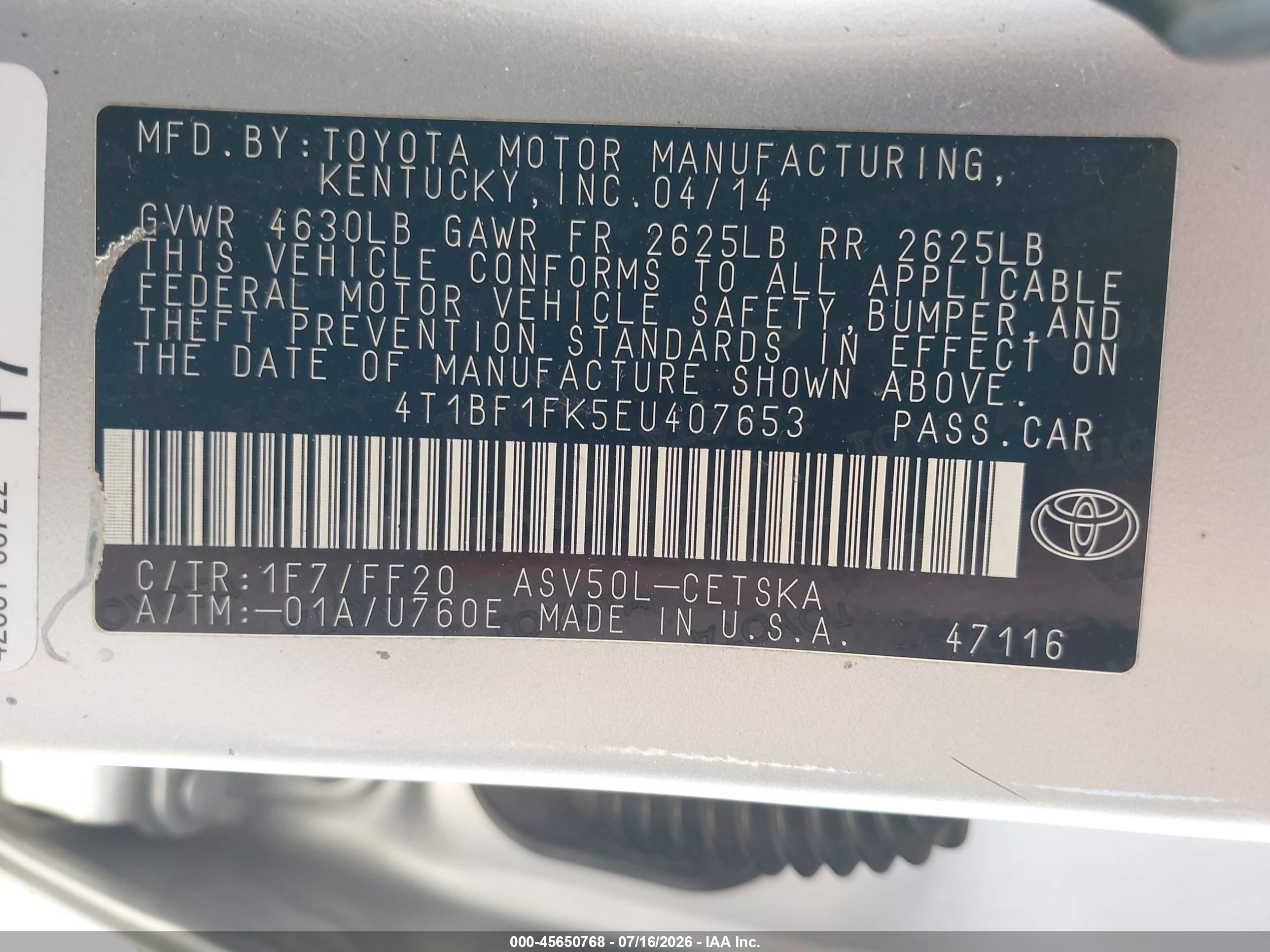 2014 Toyota Camry Se Silver vin: 4T1BF1FK5EU407653