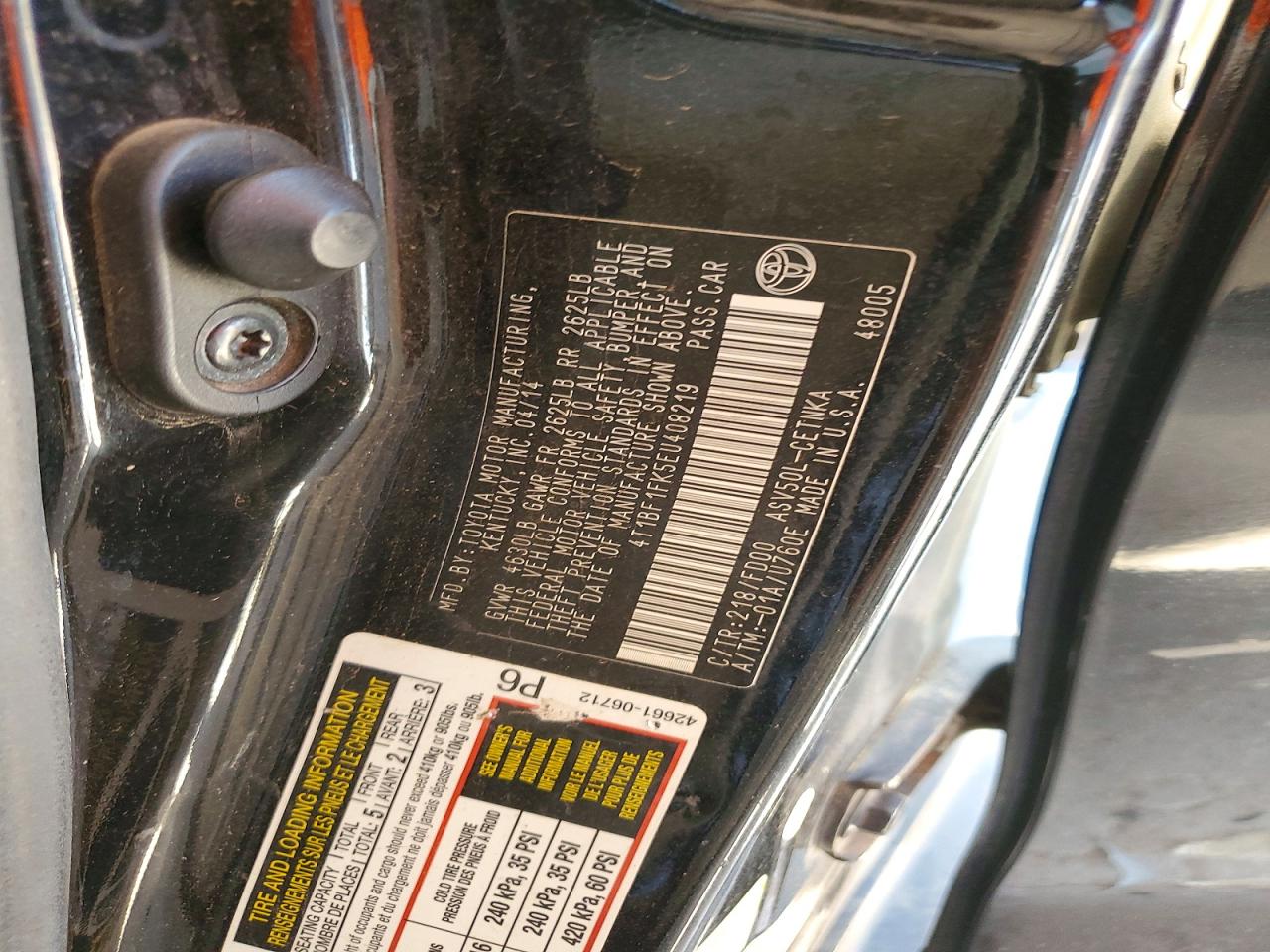 2014 Toyota Camry Le Black vin: 4T1BF1FK5EU408219