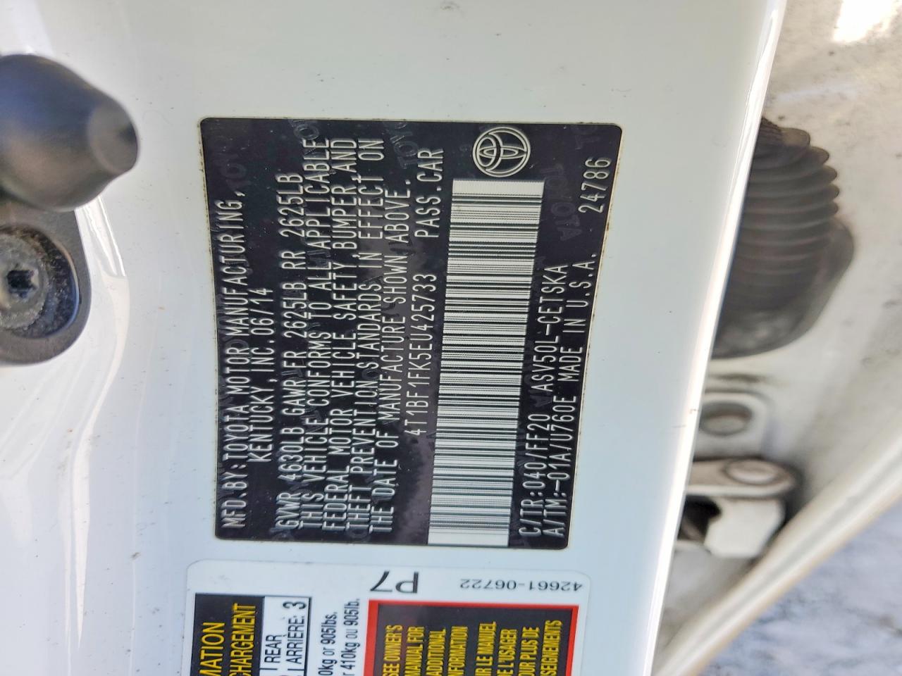 2014 Toyota Camry Se White vin: 4T1BF1FK5EU425733