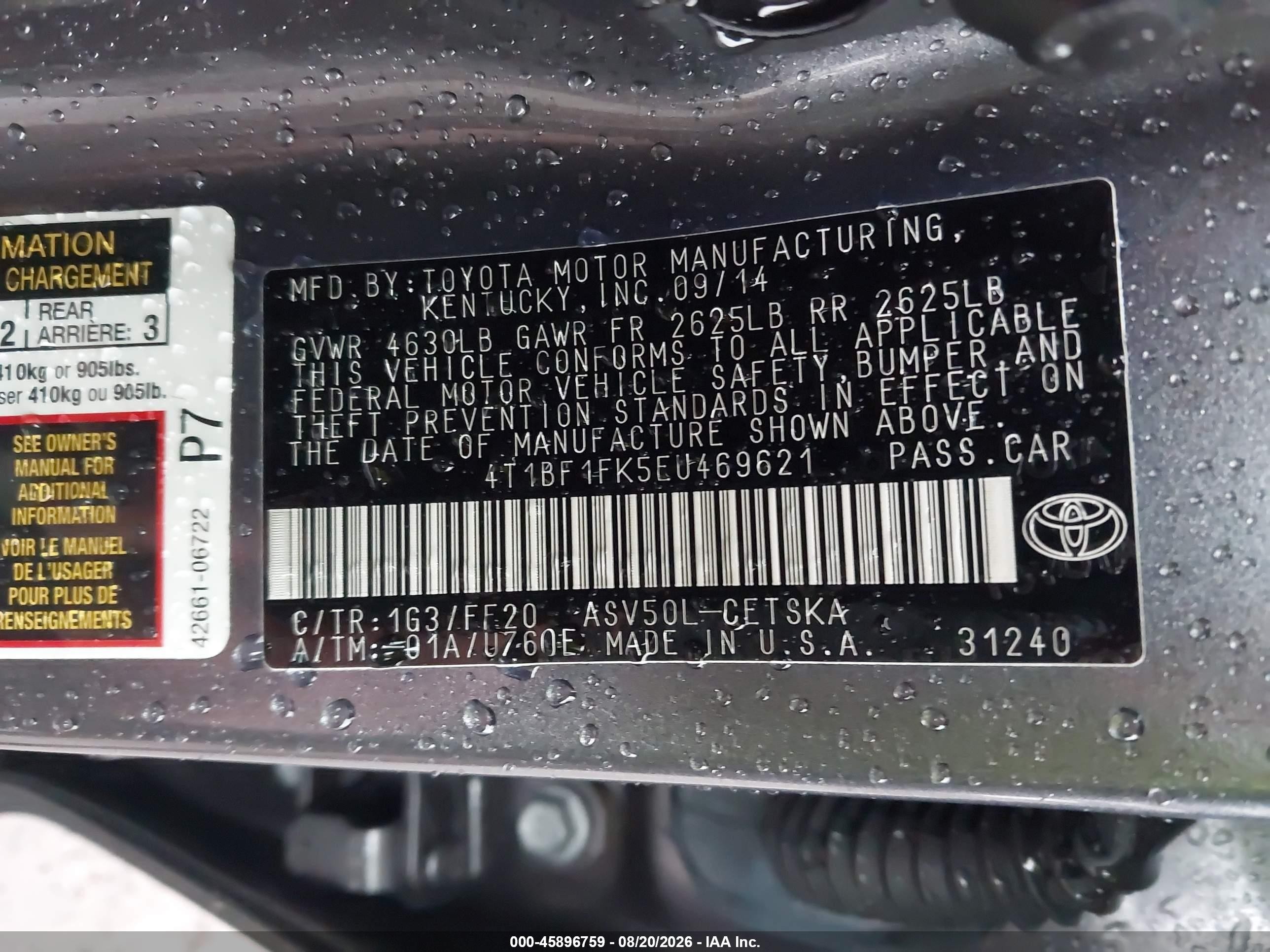 2014 Toyota Camry Se Silver vin: 4T1BF1FK5EU469621