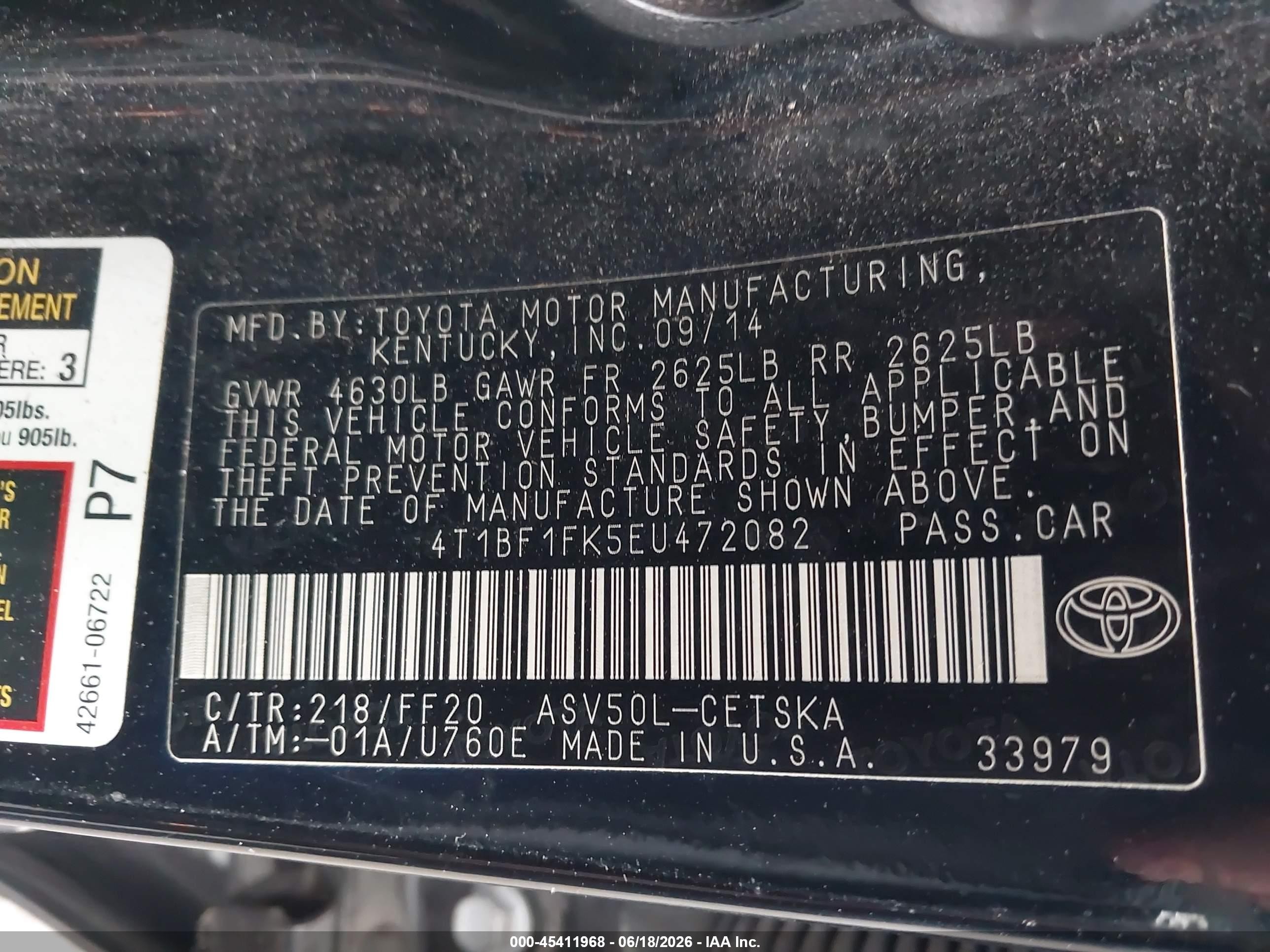 2014 Toyota Camry Se Black vin: 4T1BF1FK5EU472082