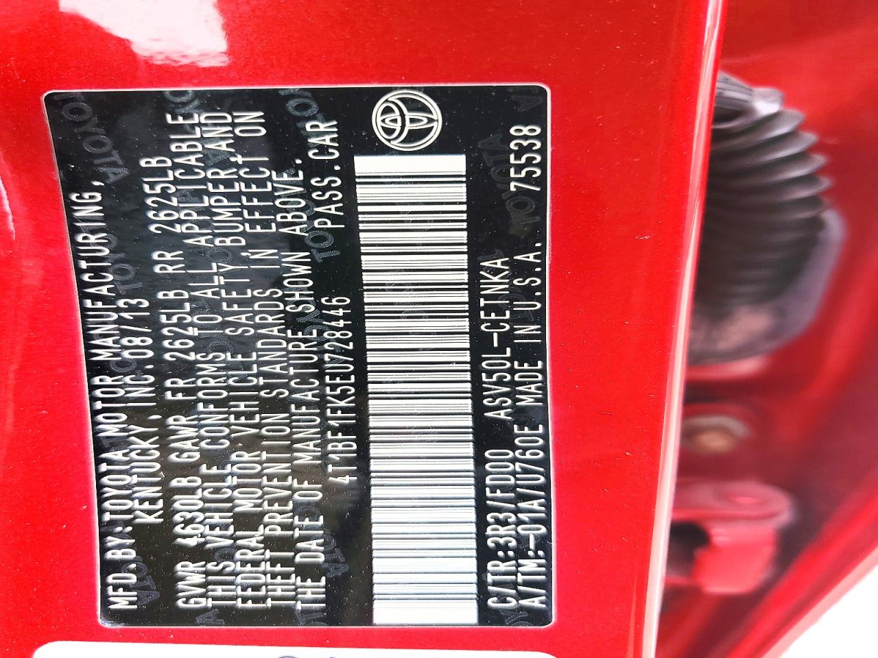 2014 Toyota Camry Le Красный vin: 4T1BF1FK5EU728446