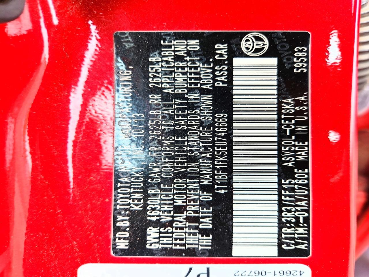 2014 Toyota Camry Se Red vin: 4T1BF1FK5EU746669