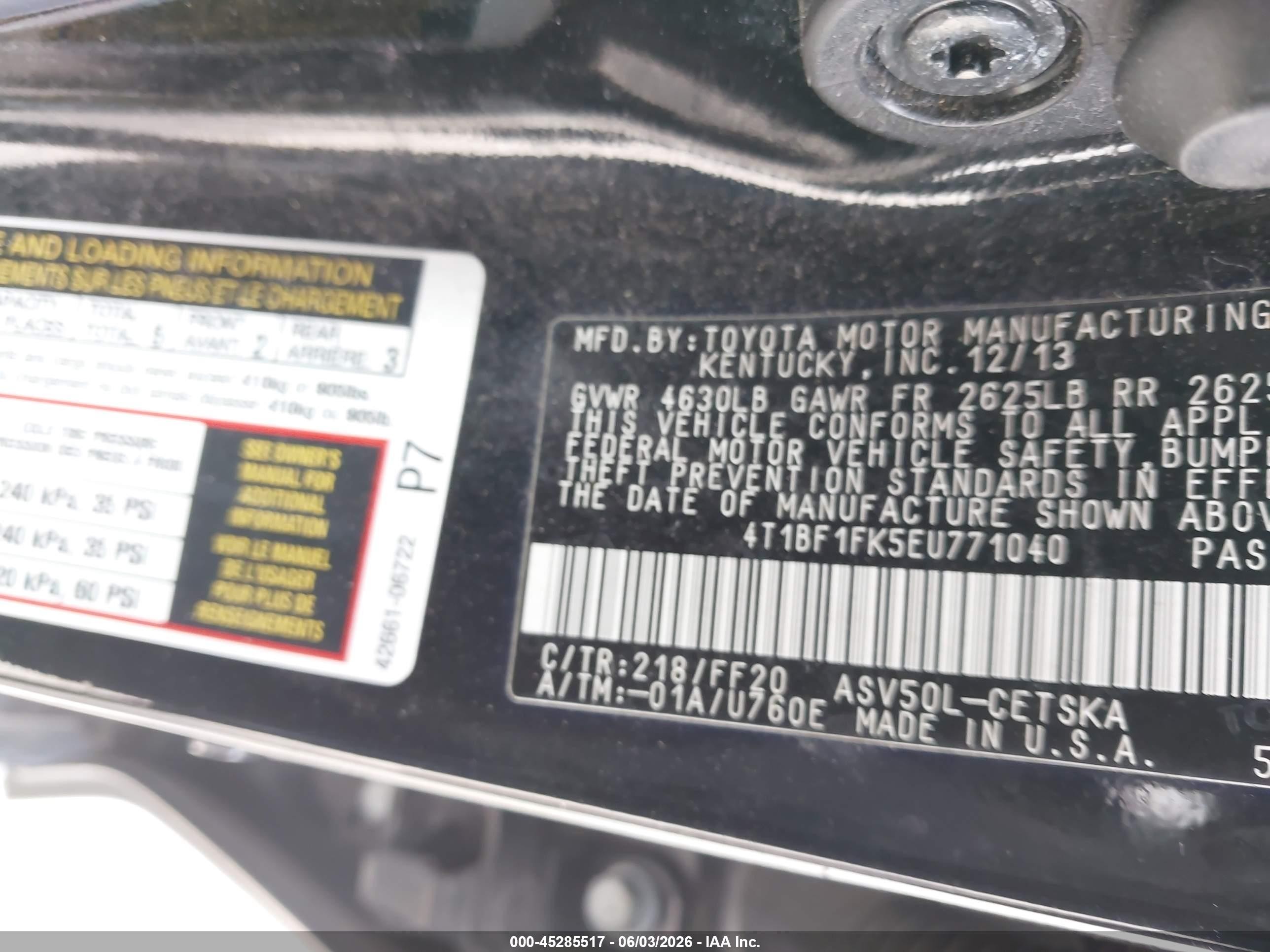 2014 Toyota Camry Se Black vin: 4T1BF1FK5EU771040