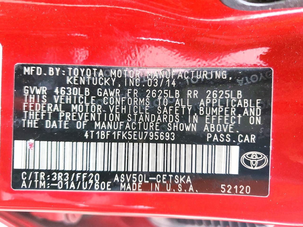 2014 Toyota Camry Se Red vin: 4T1BF1FK5EU795693