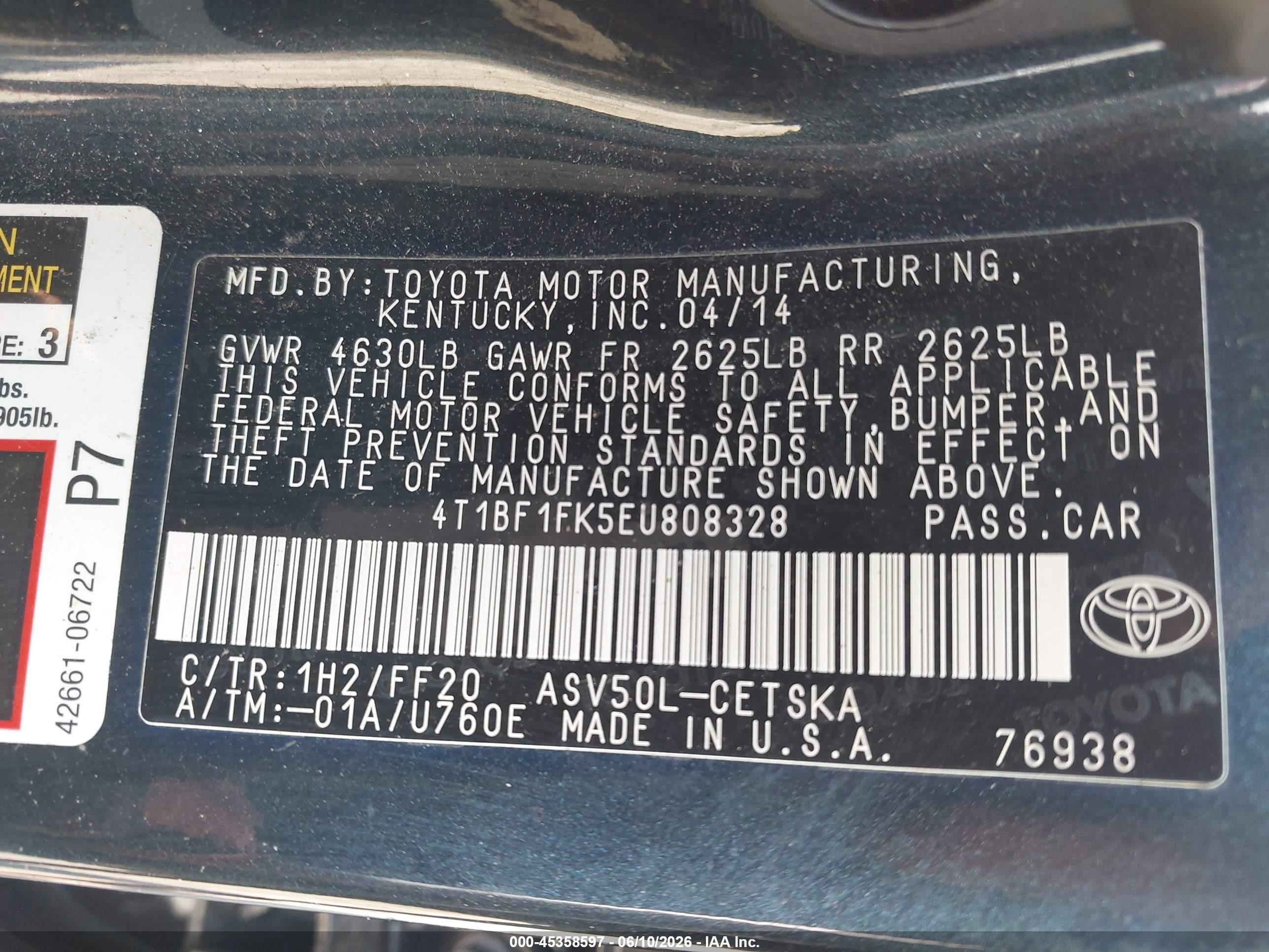 2014 Toyota Camry Se Dark Blue vin: 4T1BF1FK5EU808328