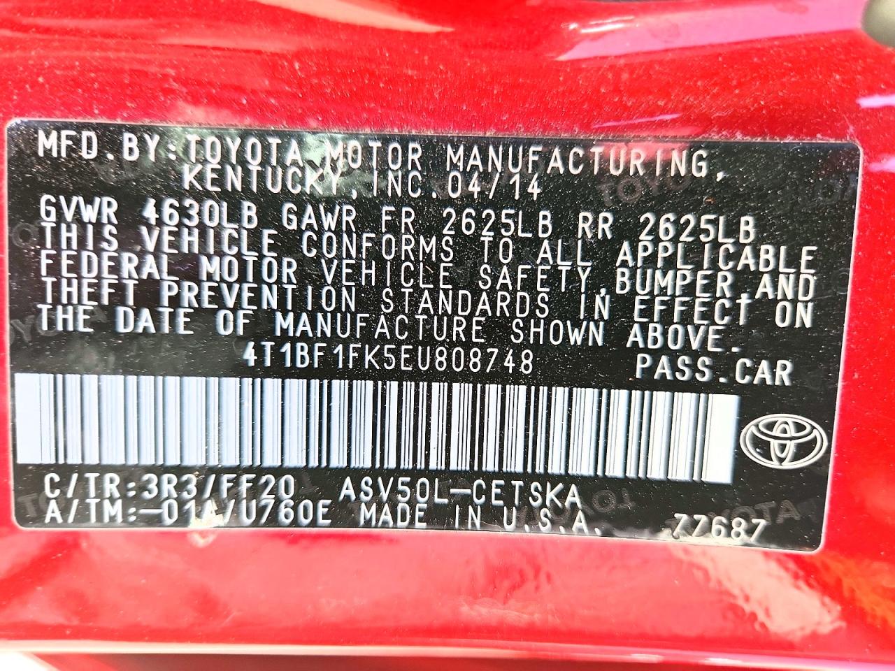 2014 Toyota Camry Se Red vin: 4T1BF1FK5EU808748