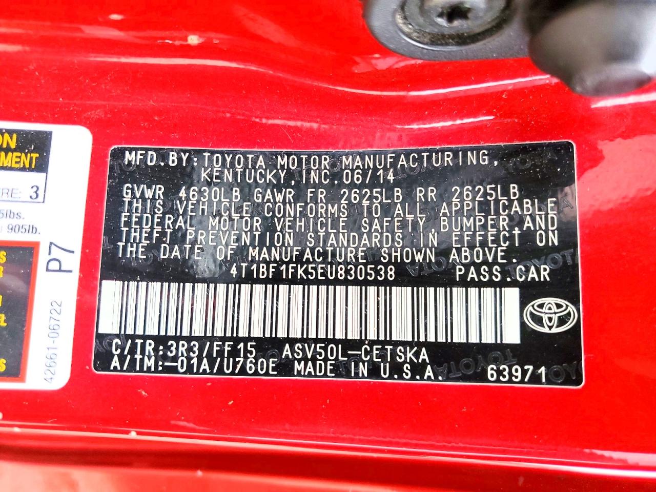 2014 Toyota Camry Se Red vin: 4T1BF1FK5EU830538