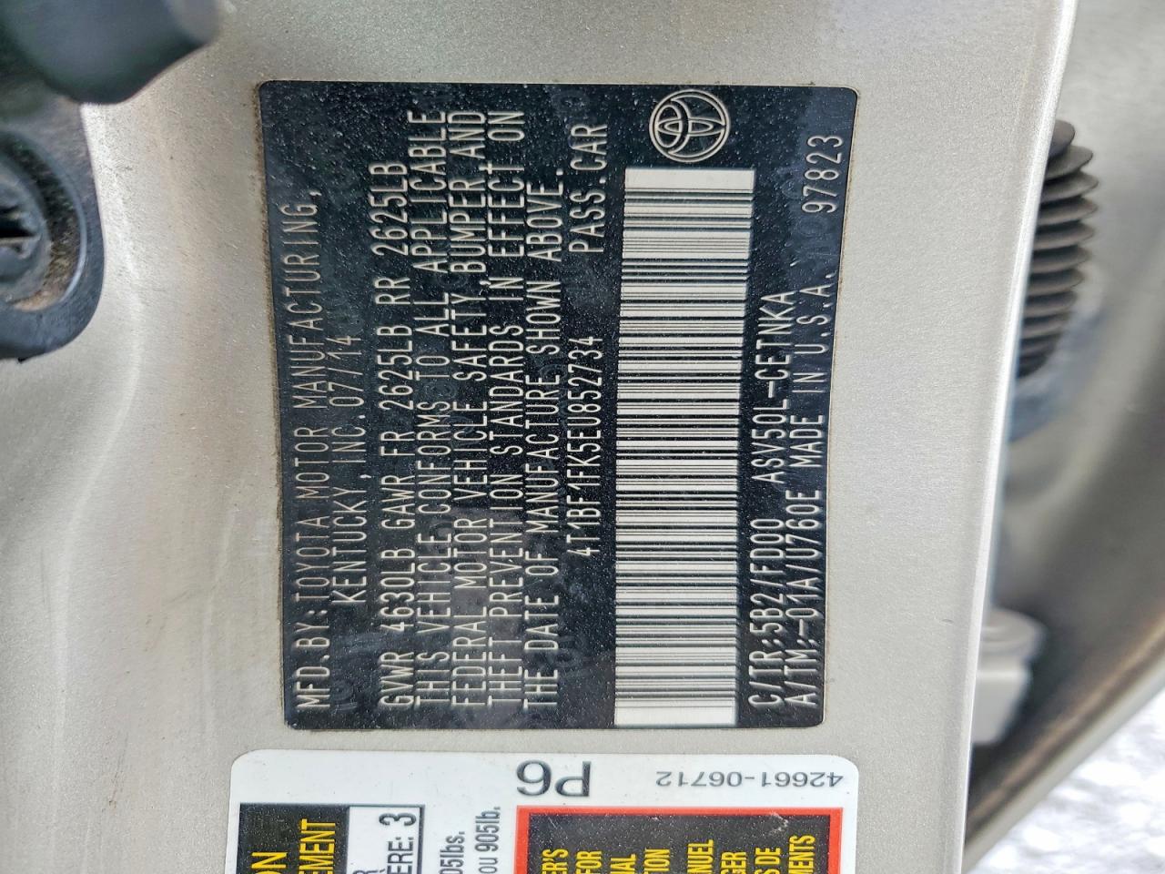 2014 Toyota Camry Le Gold vin: 4T1BF1FK5EU852734