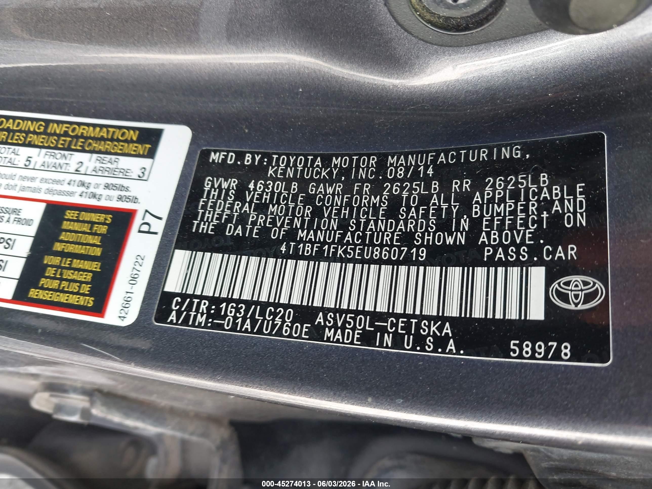 2014 Toyota Camry Se Gray vin: 4T1BF1FK5EU860719