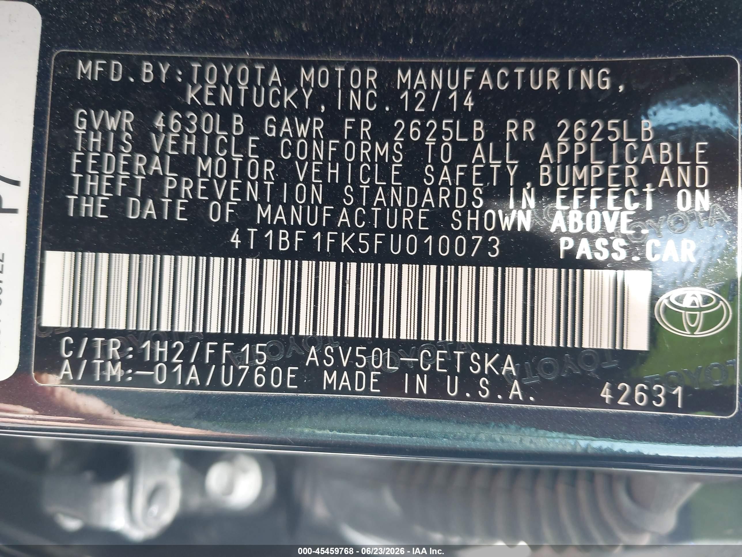 2015 Toyota Camry Se Dark Blue vin: 4T1BF1FK5FU010073
