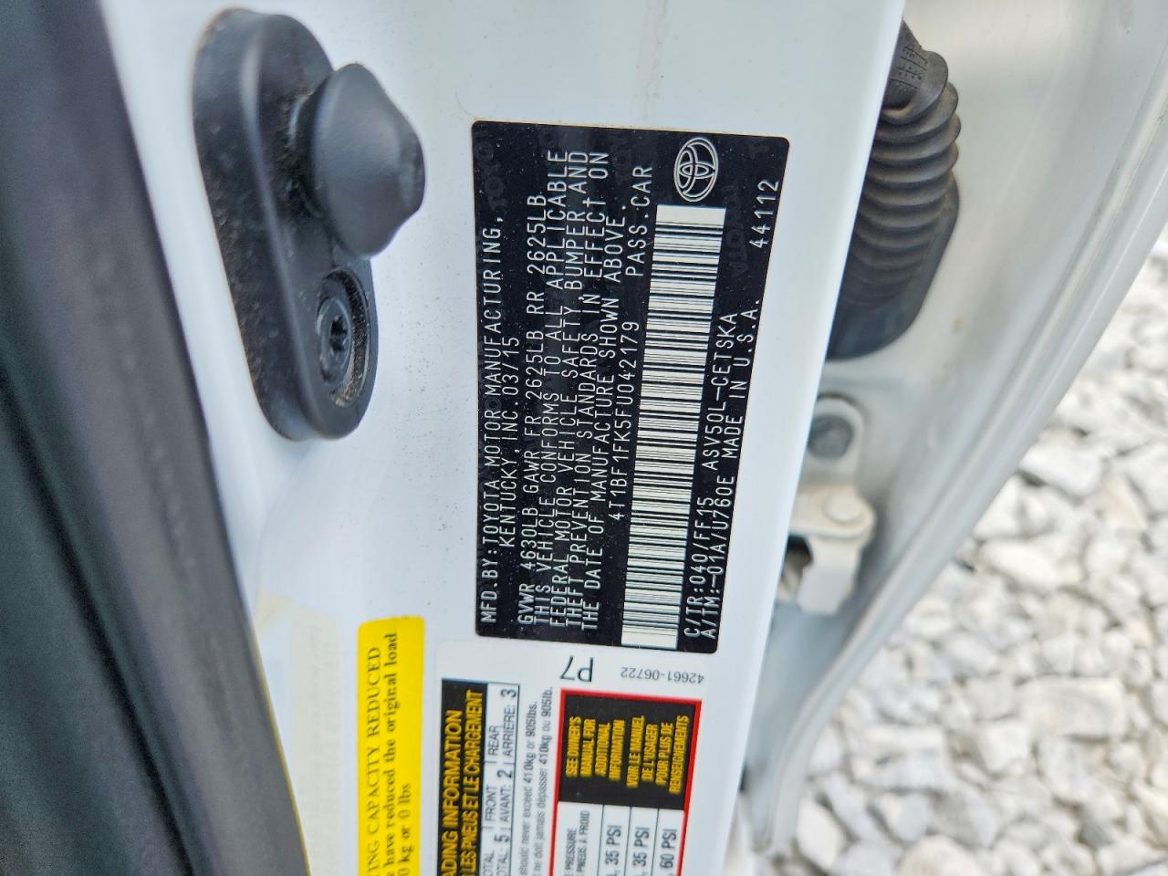 2015 Toyota Camry Se White vin: 4T1BF1FK5FU042179