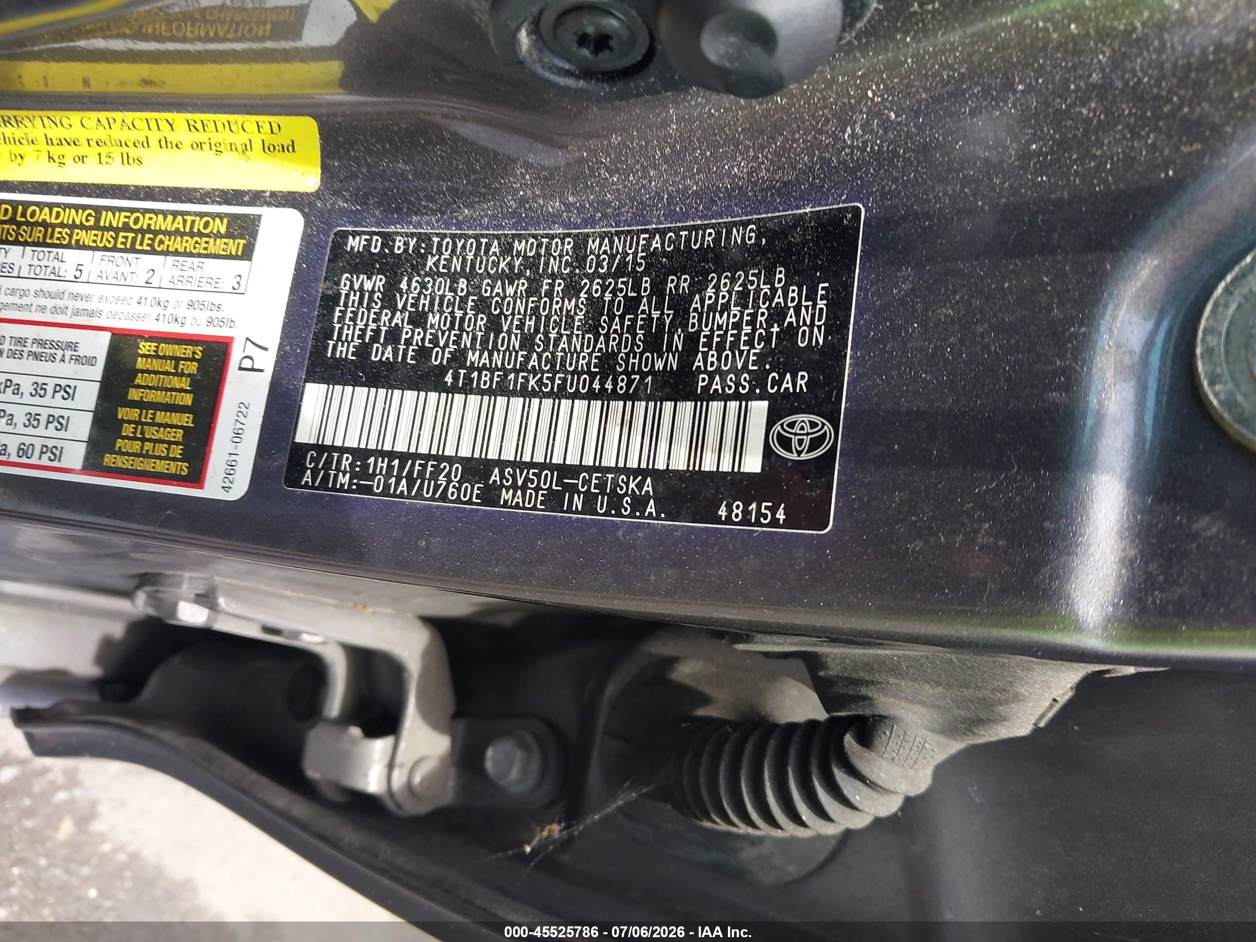 2015 Toyota Camry Se Black vin: 4T1BF1FK5FU044871